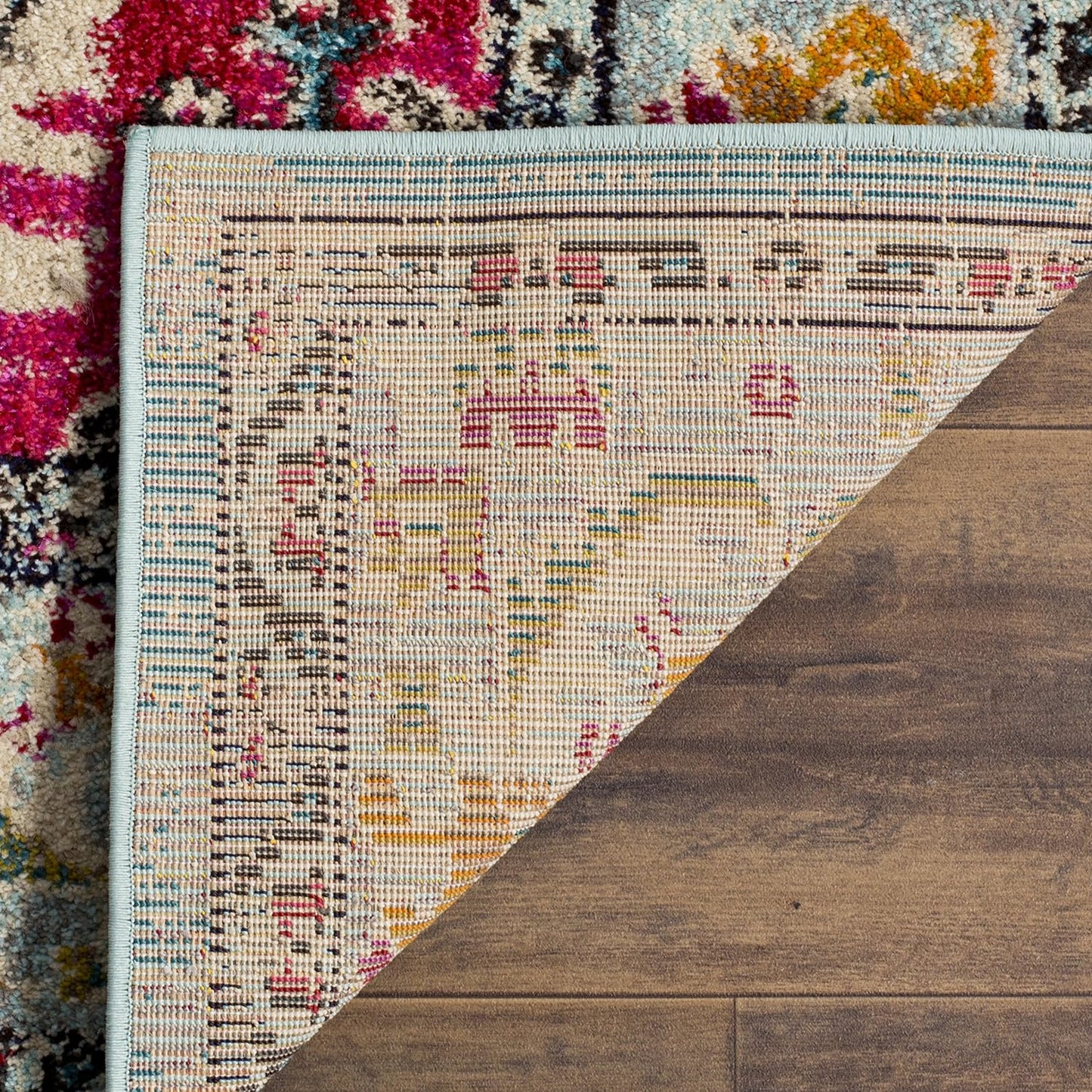 Monaco Collection Accent Rug - 4' X 5'7", Light Blue & Fuchsia, Medallion Distressed Design, Non-Shedding & Easy Care, Ideal for High Traffic Areas in Entryway, Living Room, Bedroom (MNC243J)