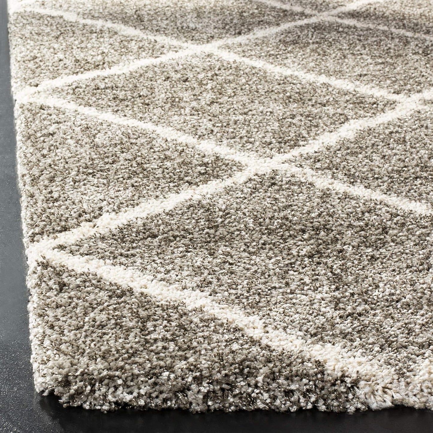 Hudson Shag Collection Area Rug - 5'3" X 7'6", Grey & Ivory, Modern Trellis Design, Non-Shedding & Easy Care, 2-Inch Thick Ideal for High Traffic Areas in Living Room, Bedroom (SGH281B)