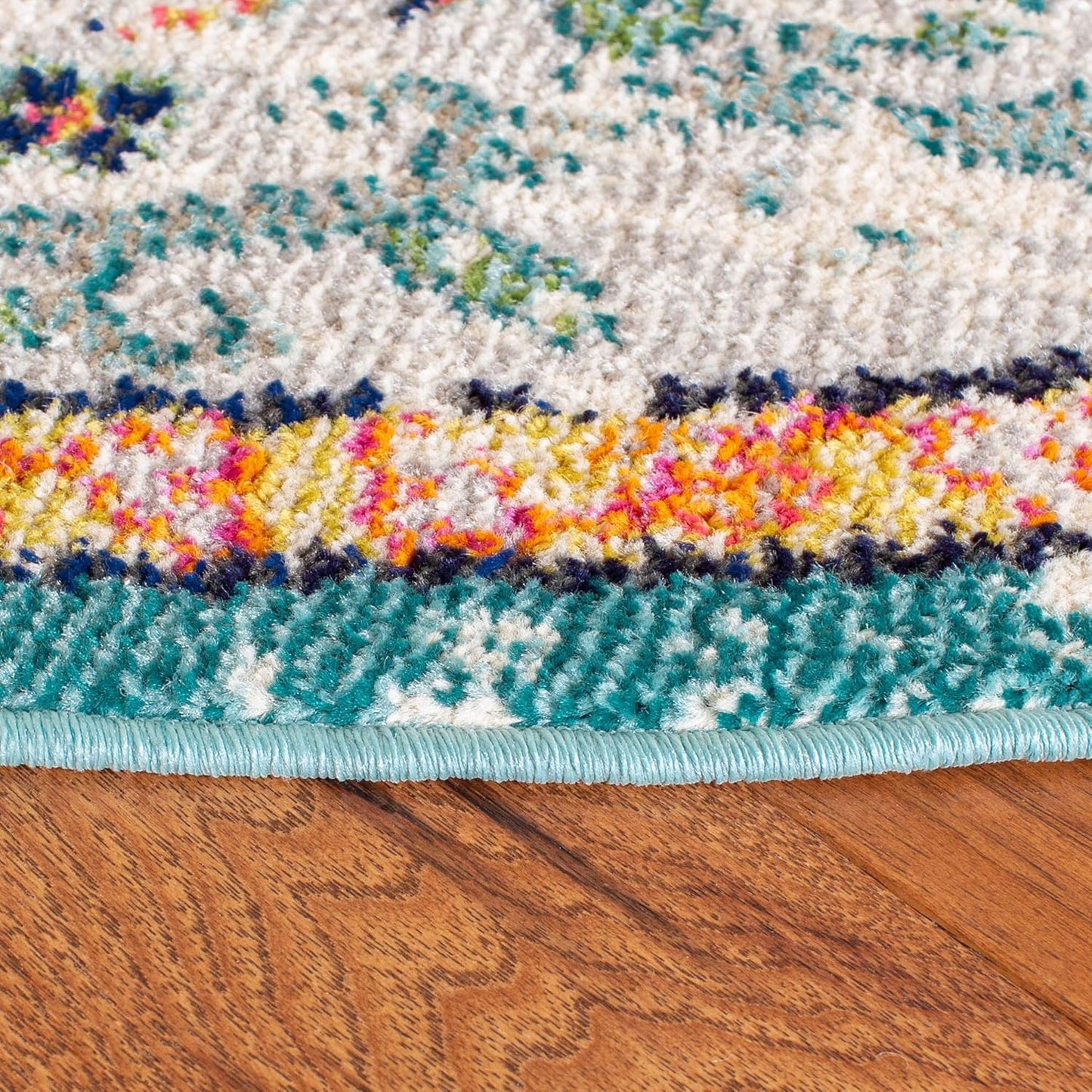 Madison Collection 11' round Grey/Light Blue MAD447F Boho Chic Medallion Distressed Non-Shedding Dining Room Entryway Foyer Living Room Bedroom Area Rug