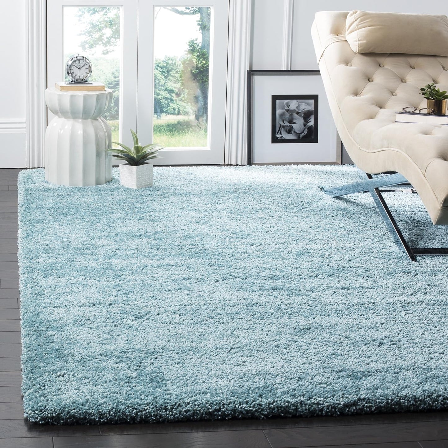 Milan Shag Collection Area Rug - 6' X 9', Aqua Blue, Solid Design, Non-Shedding & Easy Care, 2-Inch Thick Ideal for High Traffic Areas in Living Room, Bedroom (SG180-6060)