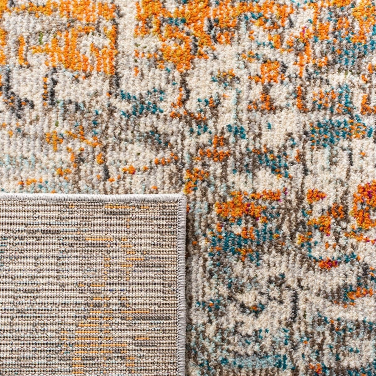 Madison Collection Accent Rug - 4' X 6', Grey & Orange, Modern Abstract Design, Non-Shedding & Easy Care, Ideal for High Traffic Areas in Entryway, Living Room, Bedroom (MAD460F)