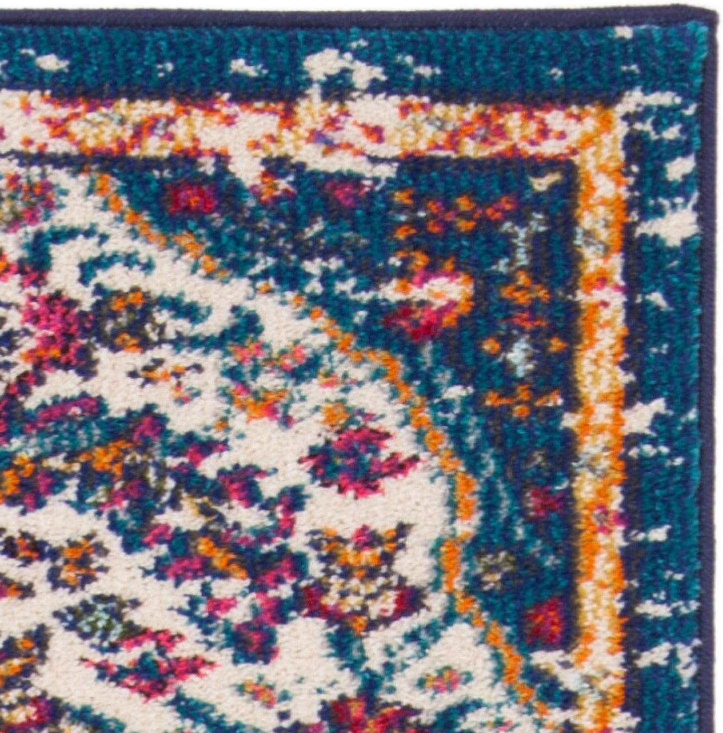 Madison Collection Runner Rug - 2' X 8', Ivory & Orange, Boho Chic Medallion Distressed Design, Non-Shedding & Easy Care, Ideal for High Traffic Areas in Living Room, Bedroom (MAD447A)