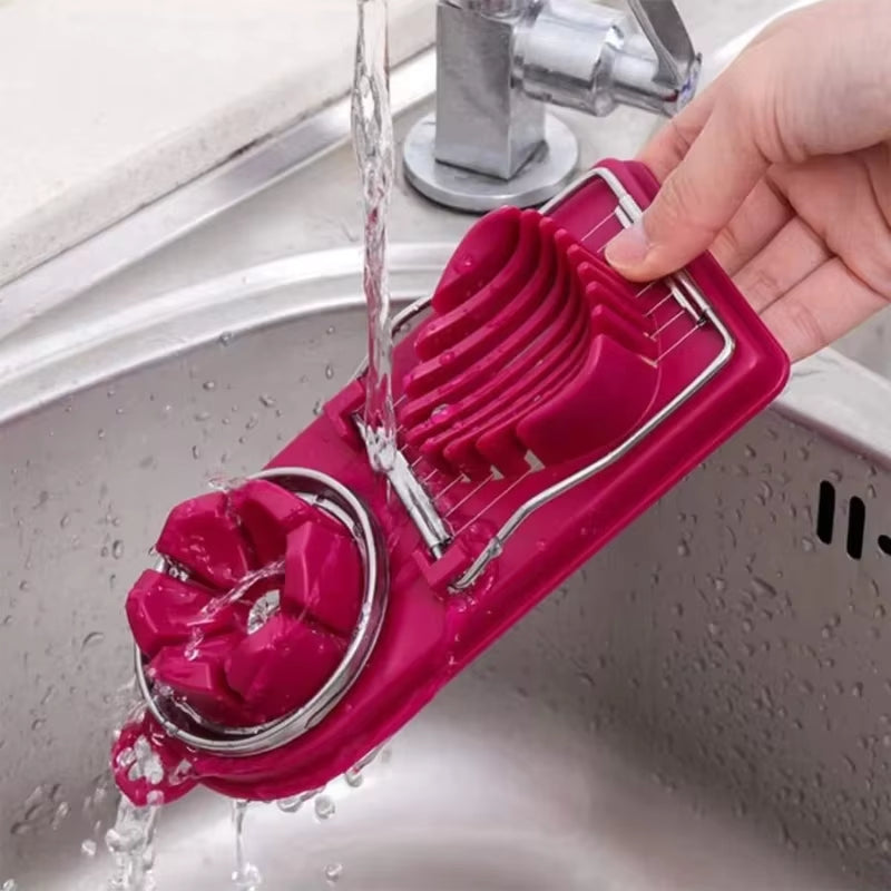 Multifunctional PP Base Egg Cutter 2-In-1 Stainless Steel Wire Pull Egg Cutter for Hanging High-Quality Kitchen Accessory Tools