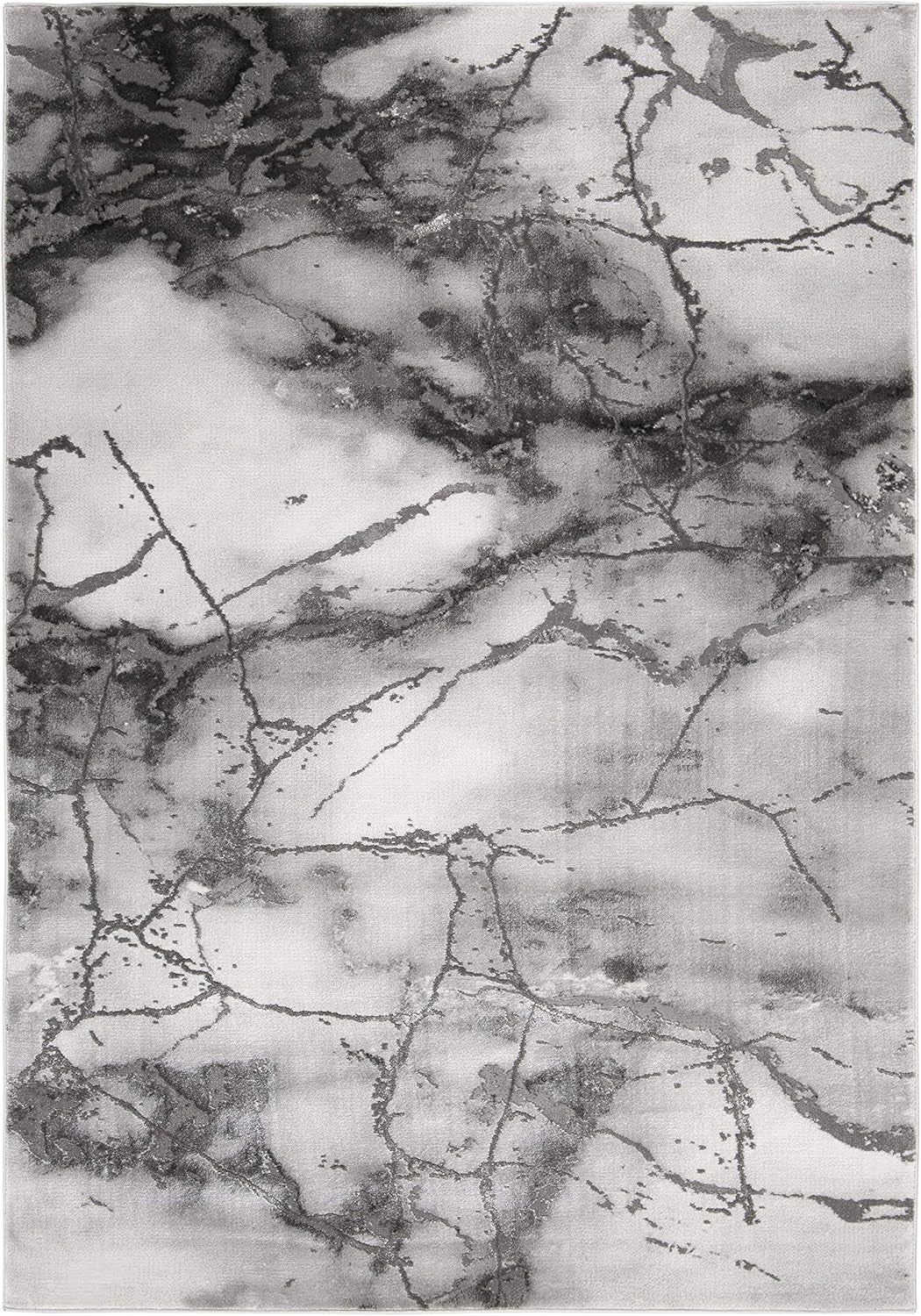 Craft Collection Area Rug - 5'3" X 7'6", Grey & Silver, Modern Abstract Design, Non-Shedding & Easy Care, Ideal for High Traffic Areas in Living Room, Bedroom (CFT877G)