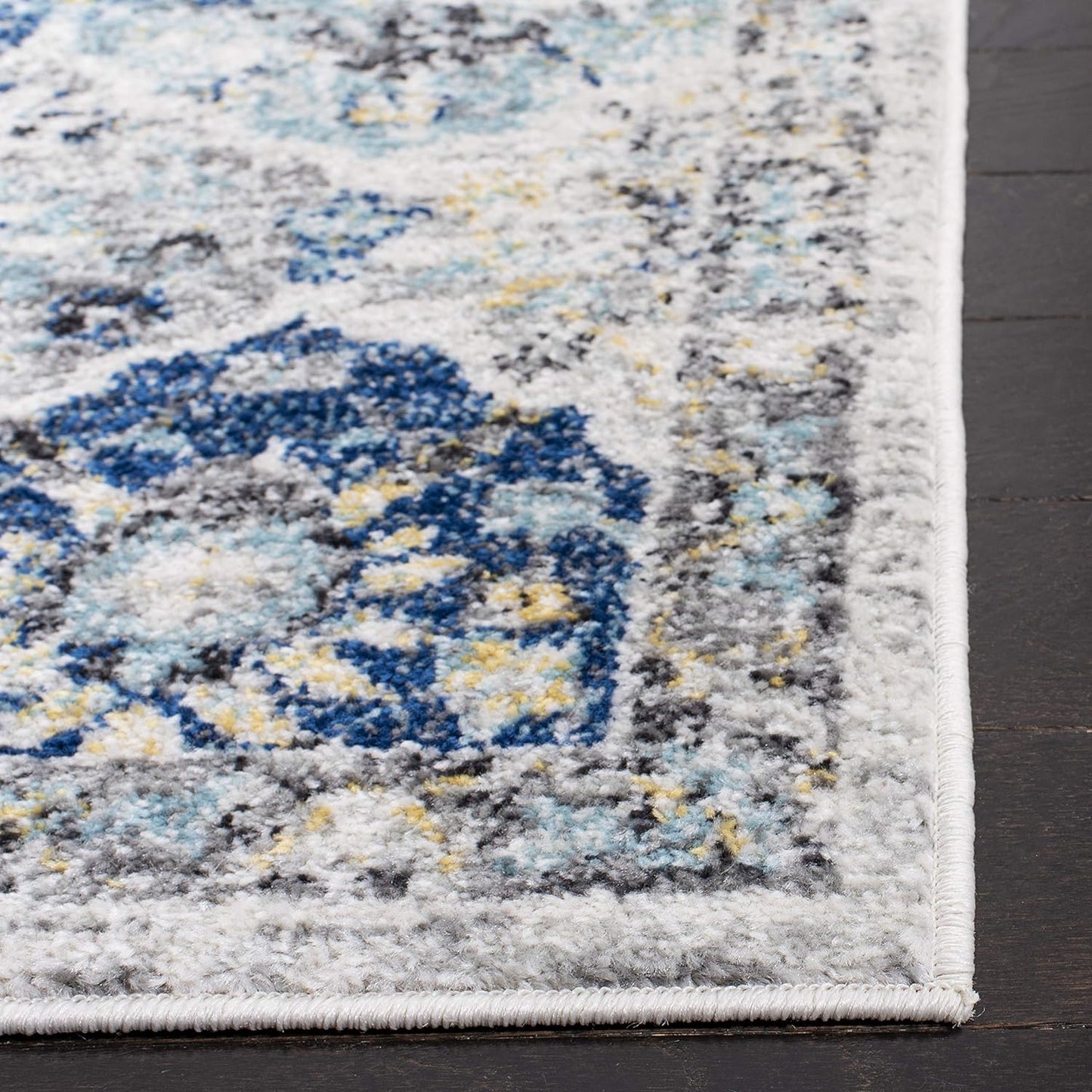 Madison Collection Runner Rug - 2'3" X 18', Ivory & Aqua, Boho Chic Distressed Design, Non-Shedding & Easy Care, Ideal for High Traffic Areas in Living Room, Bedroom (MAD611A)