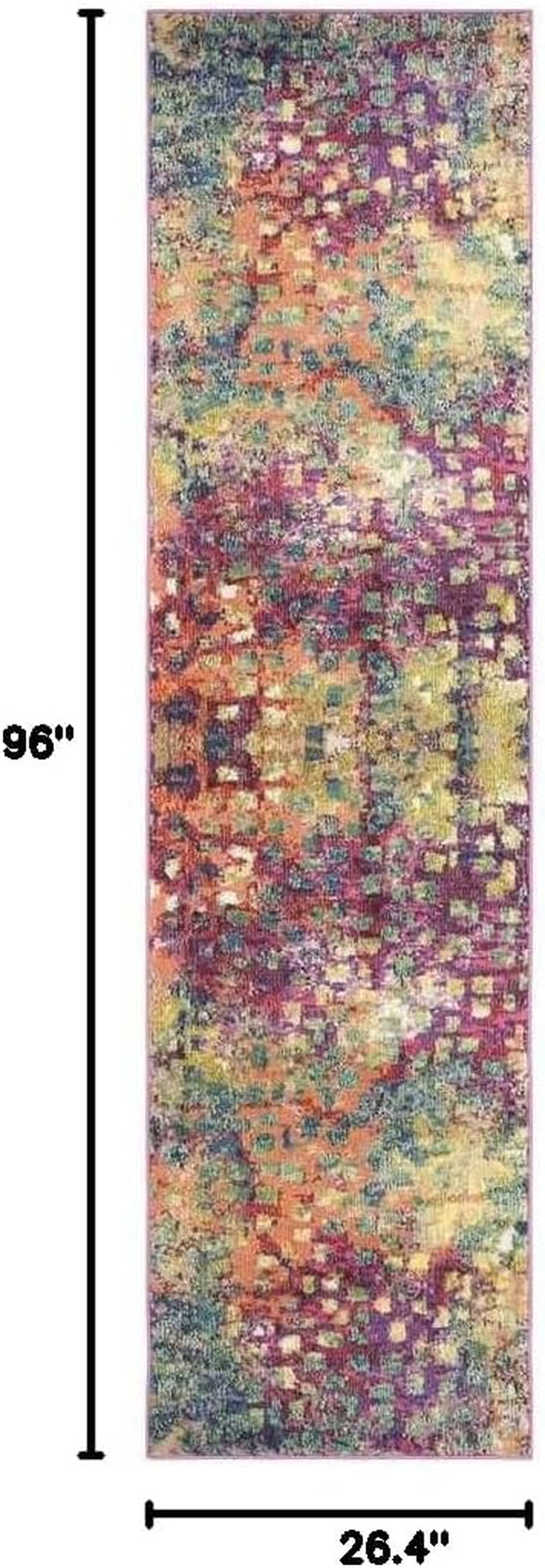 Monaco Collection Runner Rug - 2'2" X 8', Pink & Multi, Boho Chic Abstract Watercolor Design, Non-Shedding & Easy Care, Ideal for High Traffic Areas in Living Room, Bedroom (MNC225D)