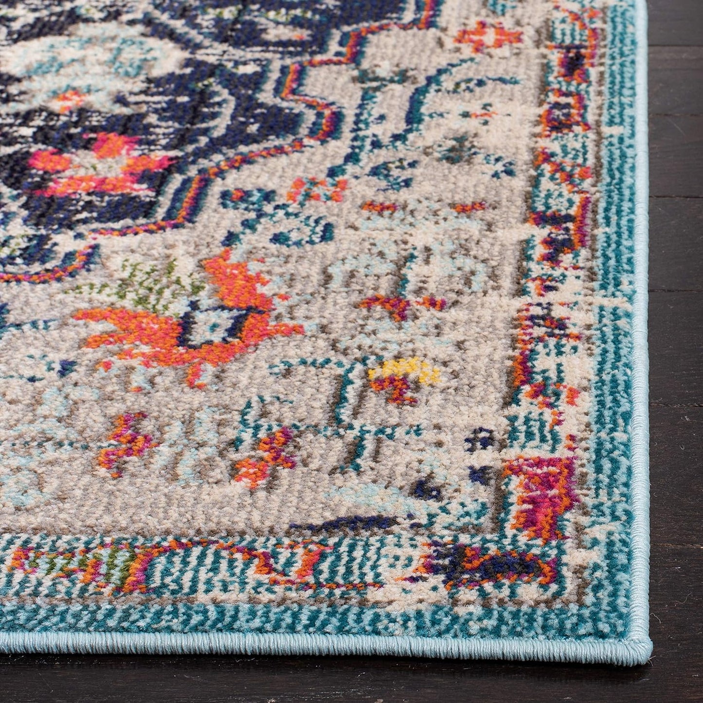 Area Rug 8X10 - Madison Collection - Large - Black & Teal, Boho Chic Medallion Distressed Design, Non-Shedding & Easy Cleaning, Ideal for Living Room, Bedroom, Office, Dining Space (MAD447Z)