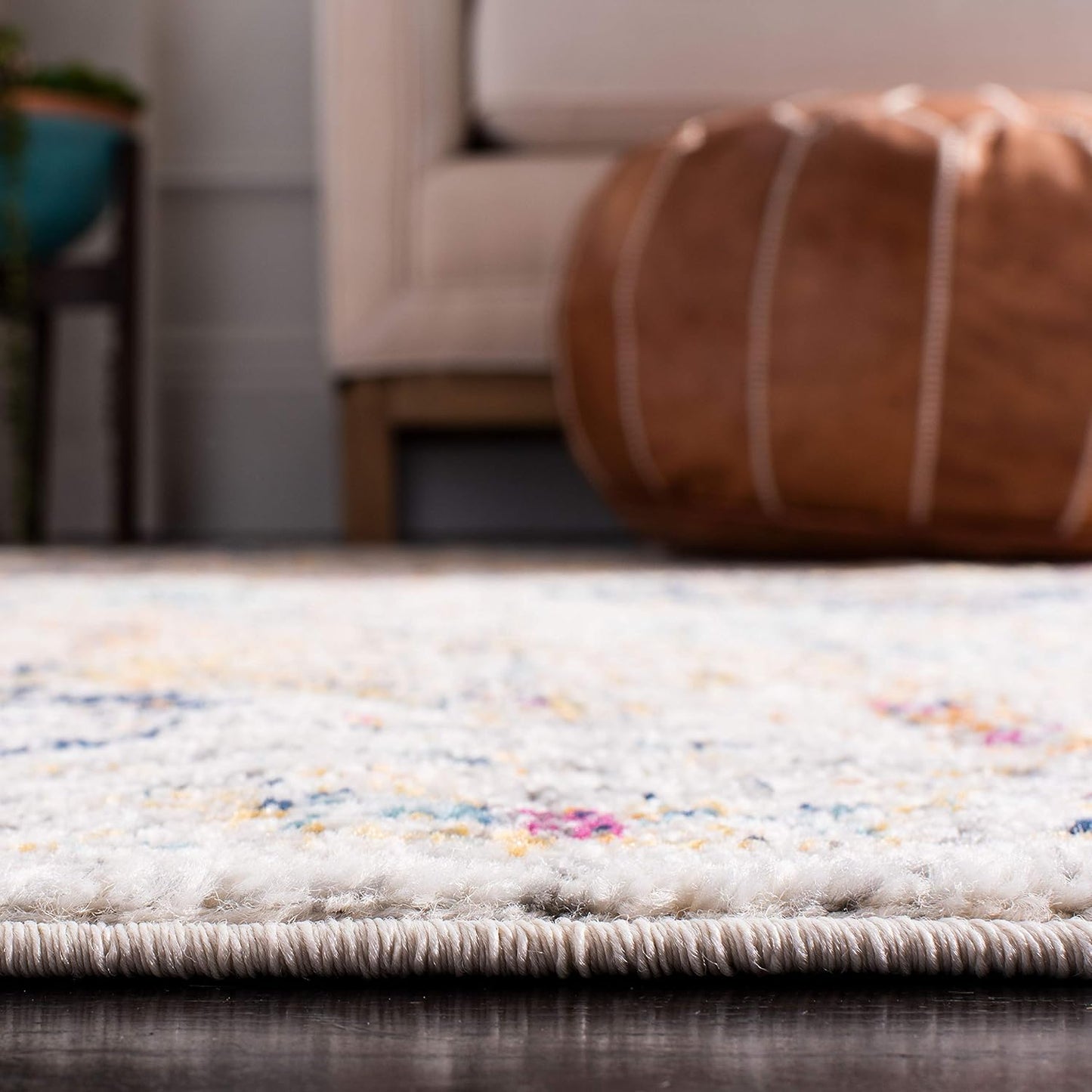 Madison Collection Runner Rug - 2'3" X 6', Cream & Multi, Boho Chic Distressed Design, Non-Shedding & Easy Care, Ideal for High Traffic Areas in Living Room, Bedroom (MAD611B)