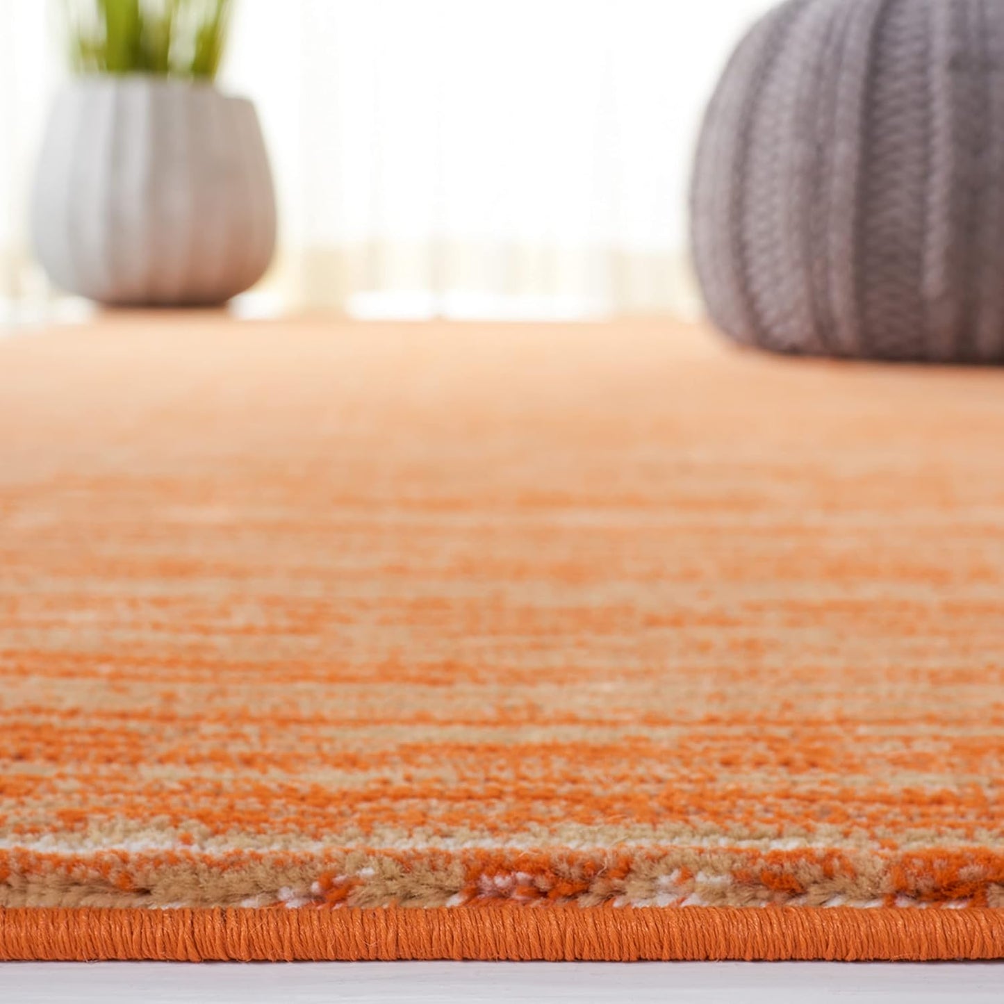 Vision Collection Accent Rug - 4' X 6', Orange, Modern Ombre Tonal Chic Design, Non-Shedding & Easy Care, Ideal for High Traffic Areas in Entryway, Living Room, Bedroom (VSN606P)