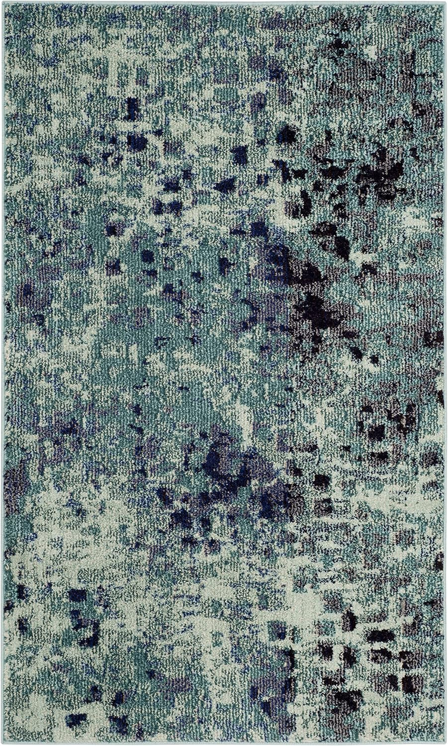 Monaco Collection Accent Rug - 3' X 5', Light Blue & Multi, Abstract Watercolor Design, Non-Shedding & Easy Care, Ideal for High Traffic Areas in Entryway, Living Room, Bedroom (MNC225J)