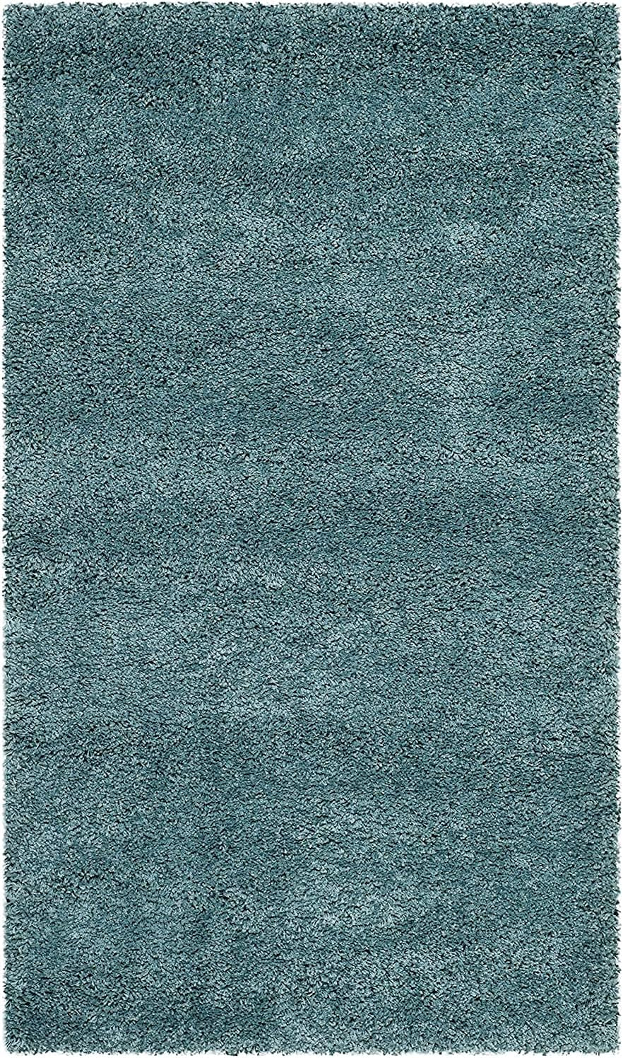 Milan Shag Collection Accent Rug - 3' X 5', Aqua Blue, Solid Design, Non-Shedding & Easy Care, 2-Inch Thick Ideal for High Traffic Areas in Entryway, Living Room, Bedroom (SG180-6060)