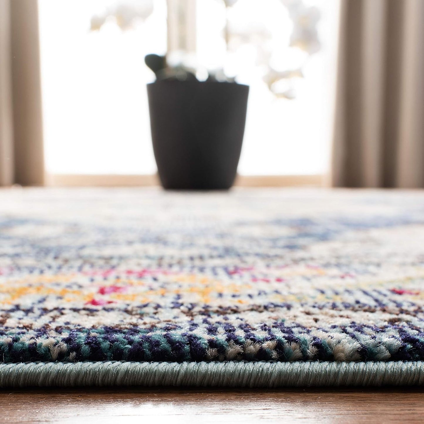 Monaco Collection Runner Rug - 2'2" X 6', Navy & Light Blue, Boho Chic Medallion Distressed Design, Non-Shedding & Easy Care, Ideal for High Traffic Areas in Living Room, Bedroom (MNC243N)