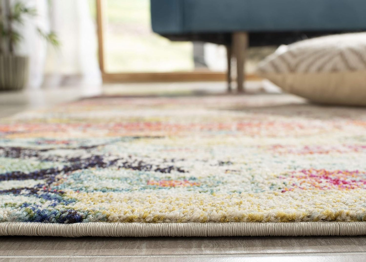 Monaco Collection Area Rug - 5'1" X 7'7", Multi, Boho Chic Tribal Distressed Design, Non-Shedding & Easy Care, Ideal for High Traffic Areas in Living Room, Bedroom (MNC222F)
