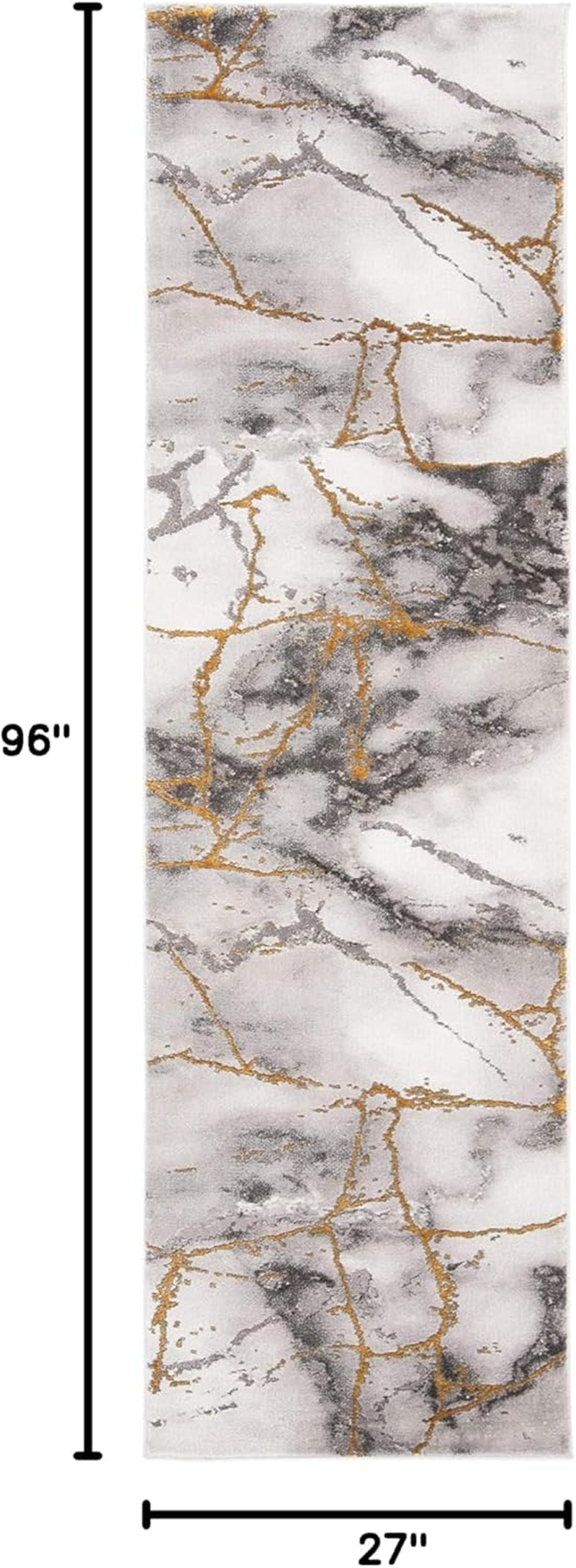 Craft Collection Runner Rug - 2'3" X 8', Grey & Gold, Modern Abstract Design, Non-Shedding & Easy Care, Ideal for High Traffic Areas in Living Room, Bedroom (CFT877F)