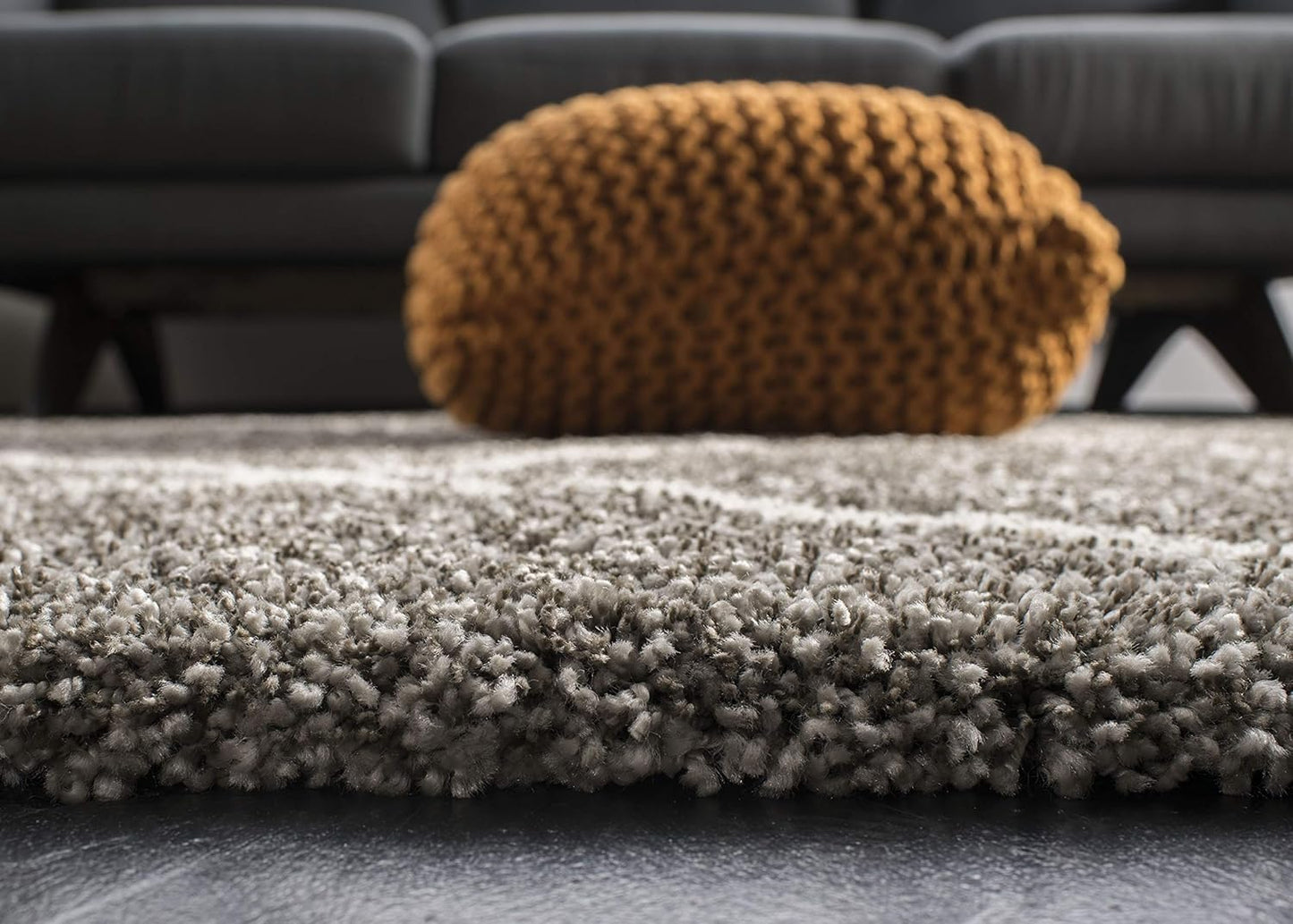 Hudson Shag Collection Area Rug - 5'3" X 7'6", Grey & Ivory, Modern Trellis Design, Non-Shedding & Easy Care, 2-Inch Thick Ideal for High Traffic Areas in Living Room, Bedroom (SGH281B)