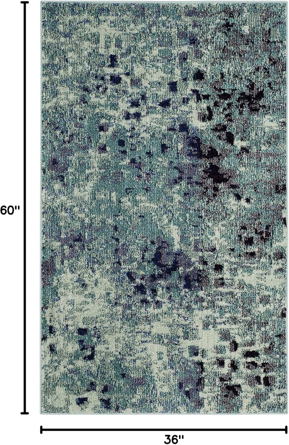 Monaco Collection Accent Rug - 3' X 5', Light Blue & Multi, Abstract Watercolor Design, Non-Shedding & Easy Care, Ideal for High Traffic Areas in Entryway, Living Room, Bedroom (MNC225J)