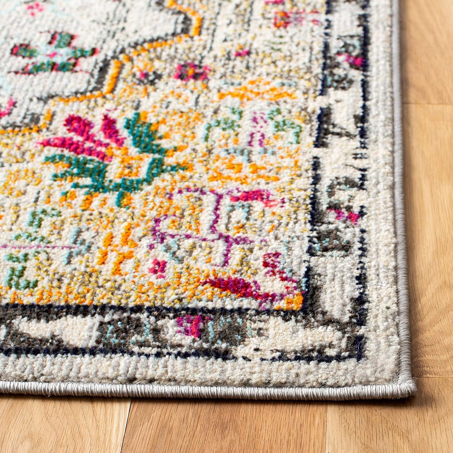 Area Rug 8X10 - Madison Collection - Large - Grey & Gold, Boho Chic Medallion Distressed Design, Non-Shedding & Easy Cleaning, Ideal for Living Room, Bedroom, Dining Space (MAD447G)