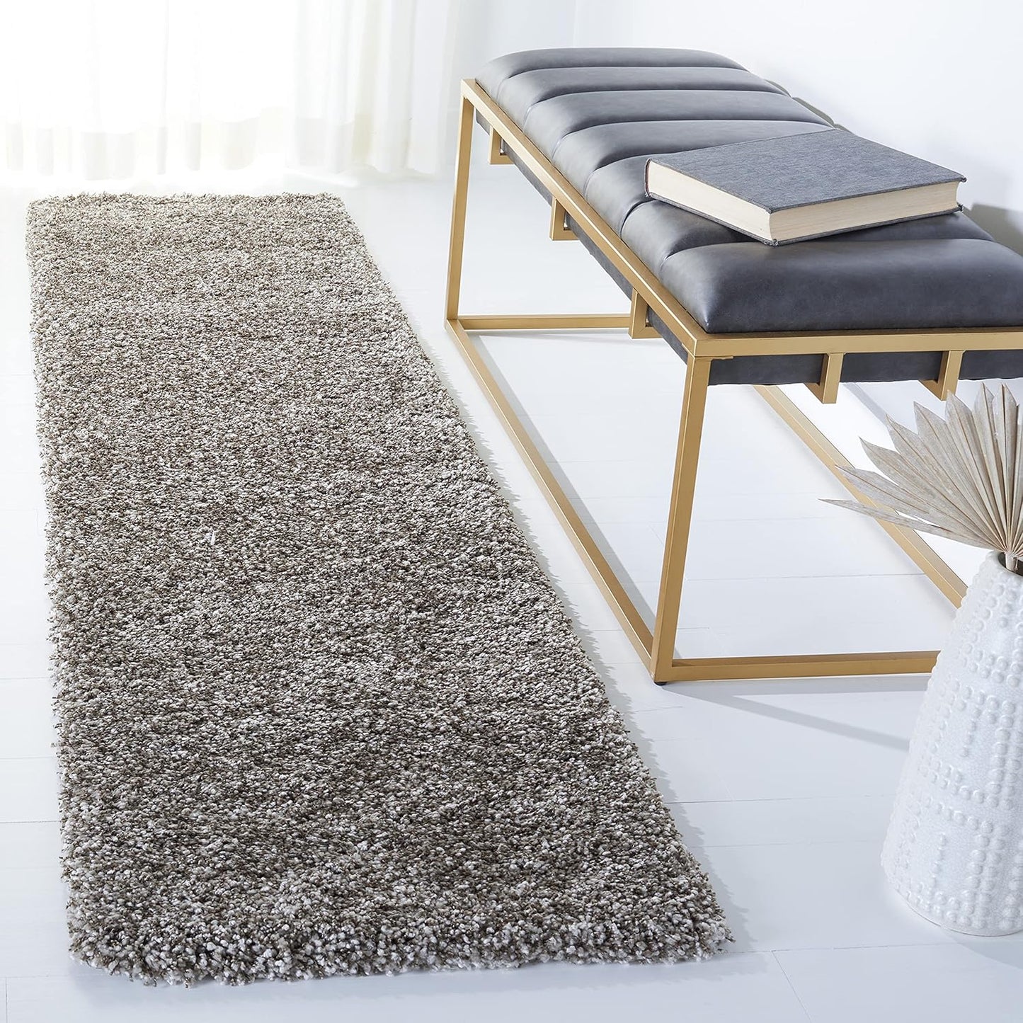 Milan Shag Collection Runner Rug - 2' X 16', Grey, Solid Design, Non-Shedding & Easy Care, 2-Inch Thick Ideal for High Traffic Areas in Living Room, Bedroom (SG180-8080)