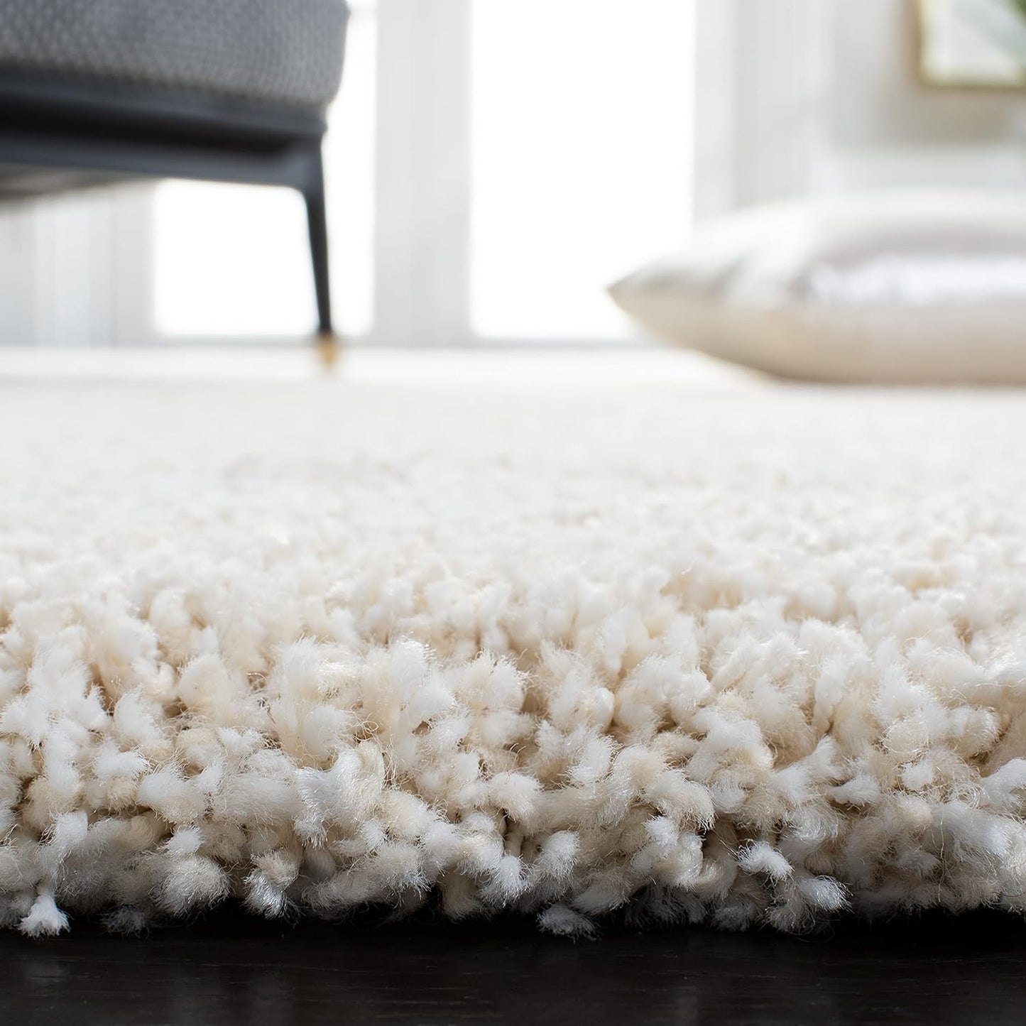Milan Shag Collection Accent Rug - 3' X 5', Ivory, Solid Design, Non-Shedding & Easy Care, 2-Inch Thick Ideal for High Traffic Areas in Entryway, Living Room, Bedroom (SG180-1212)