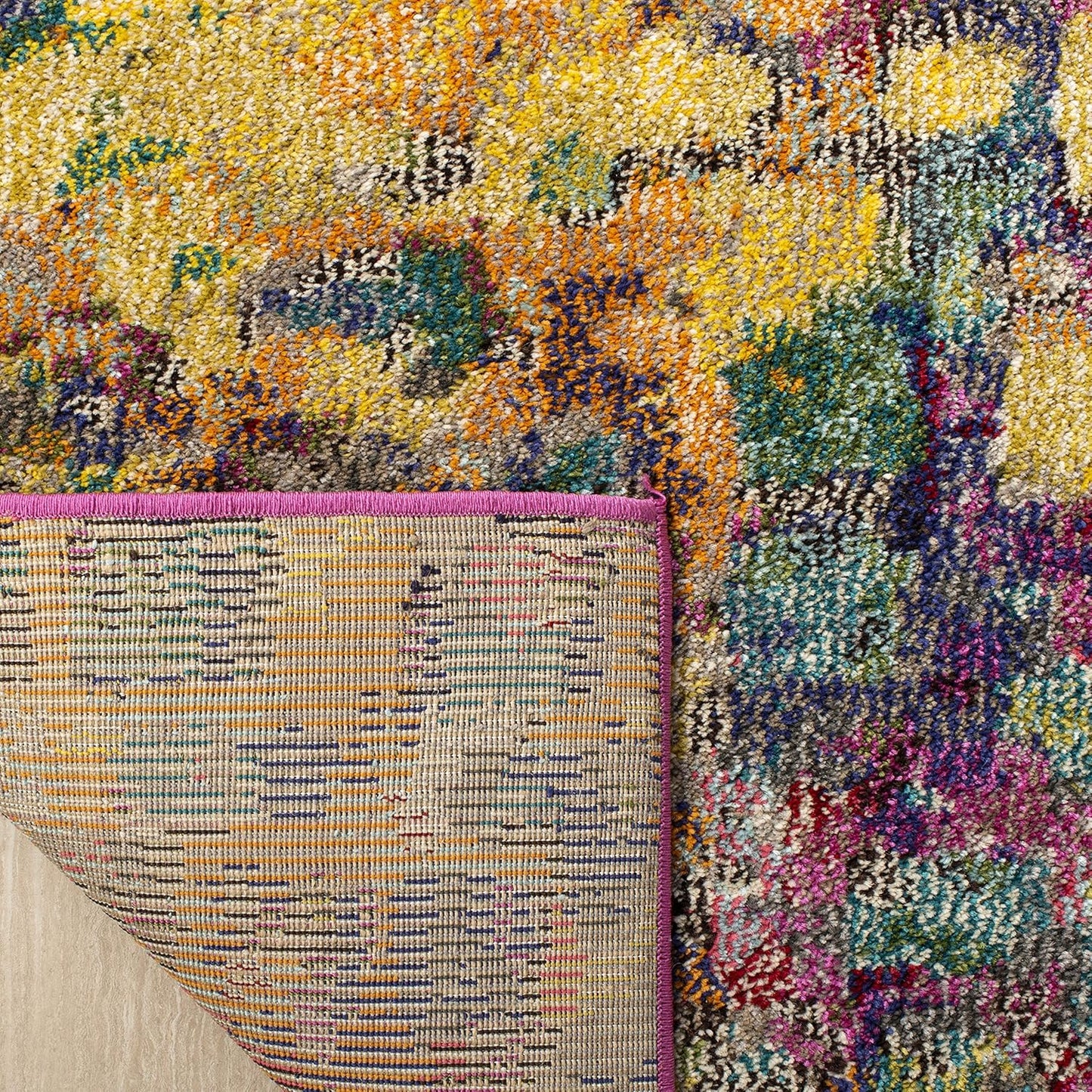 Monaco Collection X-Large Area Rug - 11' X 15', Pink & Multi, Boho Chic Abstract Watercolor Design, Non-Shedding & Easy Care, Ideal for High Traffic Areas in Living Room, Bedroom (MNC225D)