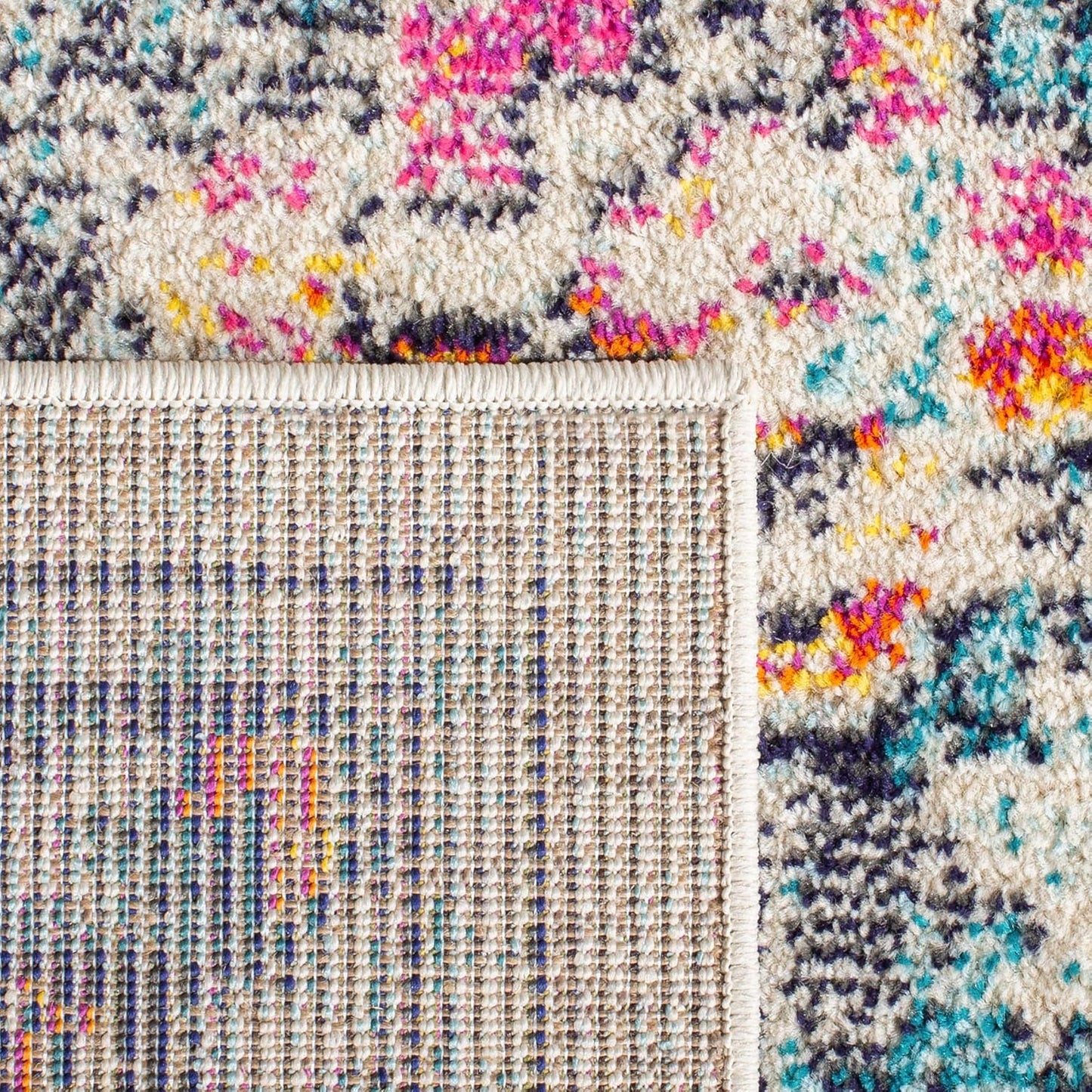 Madison Collection Runner Rug - 2' X 8', Cream & Blue, Boho Chic Medallion Distressed Design, Non-Shedding & Easy Care, Ideal for High Traffic Areas in Living Room, Bedroom (MAD473B)