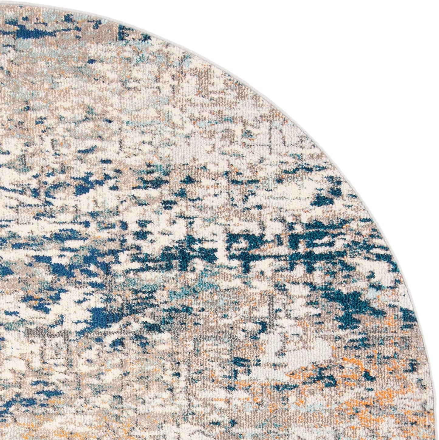 Madison Collection Area Rug - 5' Round, Grey & Blue, Modern Abstract Design, Non-Shedding & Easy Care, Ideal for High Traffic Areas in Living Room, Bedroom (MAD460K)