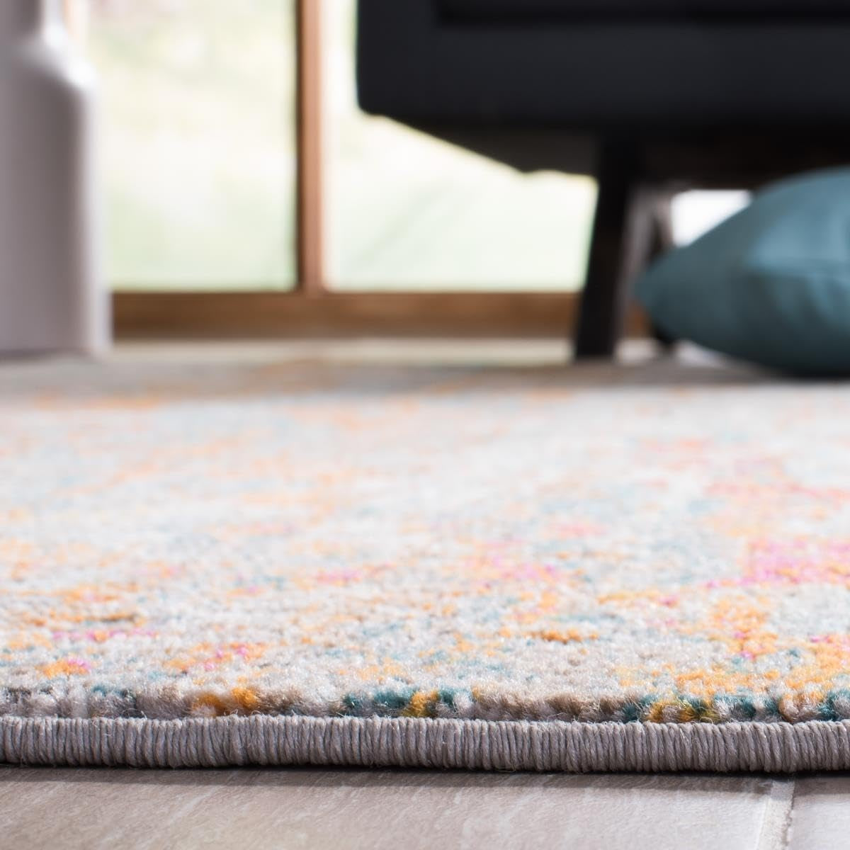 Madison Collection Accent Rug - 4' X 6', Grey & Orange, Modern Abstract Design, Non-Shedding & Easy Care, Ideal for High Traffic Areas in Entryway, Living Room, Bedroom (MAD460F)