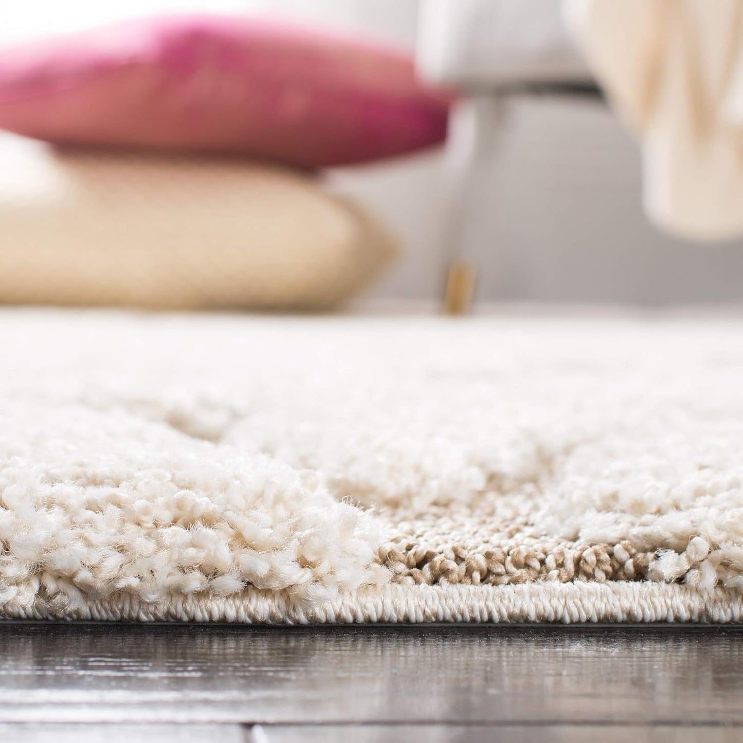 Florida Shag Collection Runner Rug - 2'3" X 15', Cream & Beige, Scroll Design, Non-Shedding & Easy Care, 1.2-Inch Thick Ideal for High Traffic Areas in Living Room, Bedroom (SG455-1113)