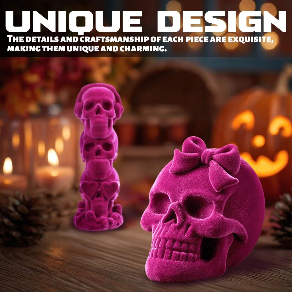 Halloween Decoration Indoor, Pink Halloween Decor, Halloween Skulls for Gothic Decor, Halloween Prop , 2Pcs