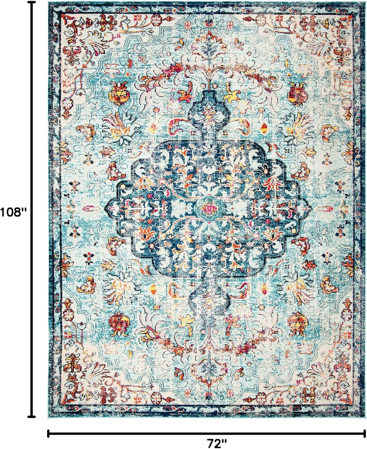 Madison Collection Area Rug - 6' X 9', Navy & Light Blue, Boho Chic Medallion Distressed Design, Non-Shedding & Easy Care, Ideal for High Traffic Areas in Living Room, Bedroom (MAD447K)