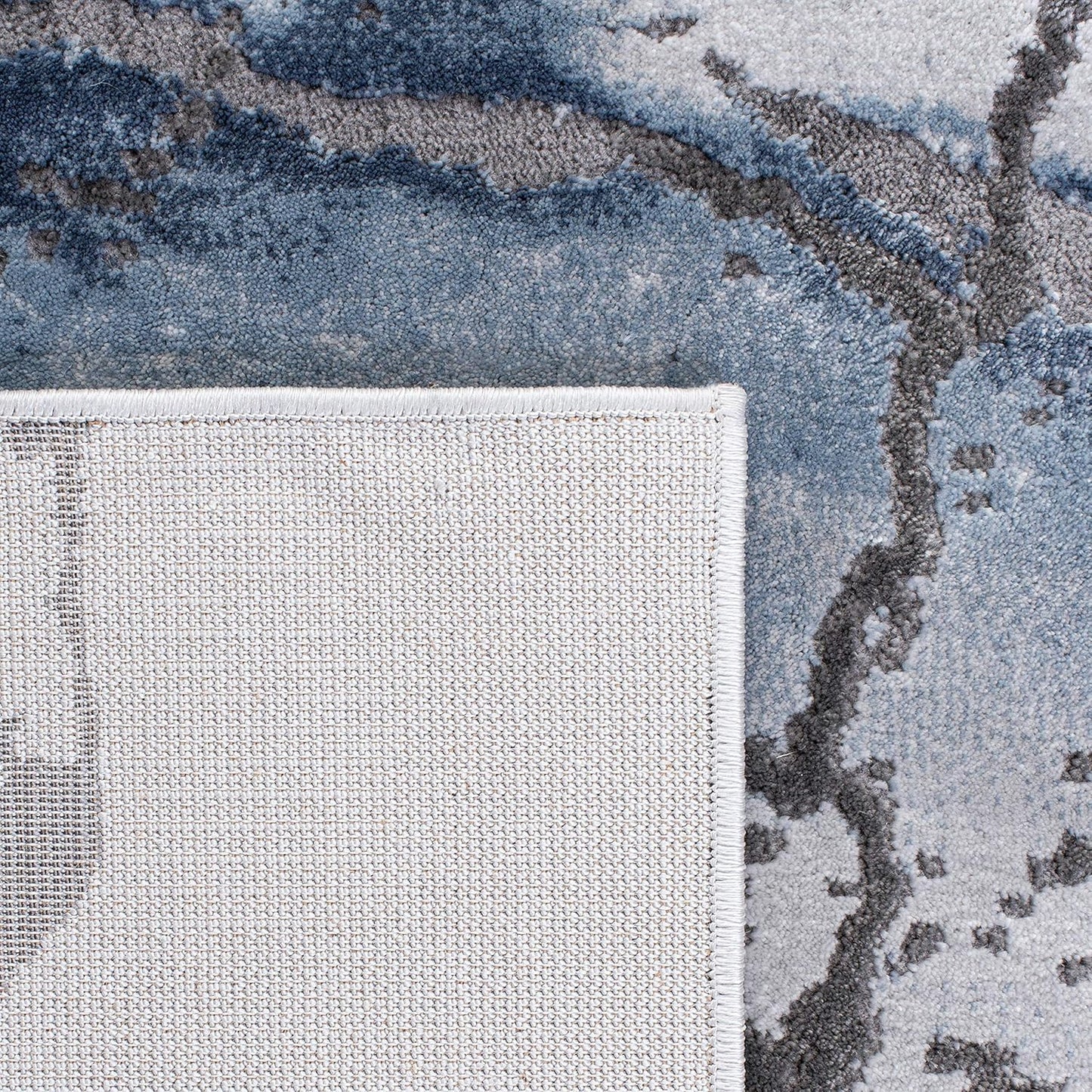 Craft Collection Area Rug - 5'3" Square, Grey & Blue, Modern Abstract Design, Non-Shedding & Easy Care, Ideal for High Traffic Areas in Living Room, Bedroom (CFT877L)