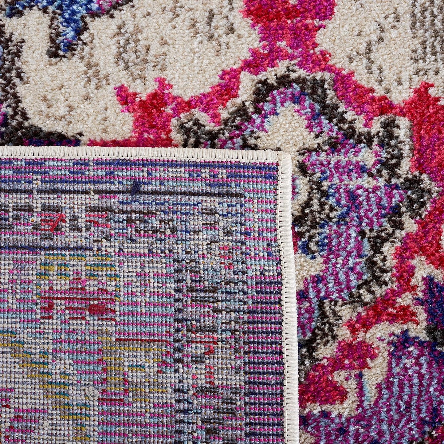 Monaco Collection Area Rug - 6'7" X 9'2", Violet & Fuchsia, Boho Chic Medallion Distressed Design, Non-Shedding & Easy Care, Ideal for High Traffic Areas in Living Room, Bedroom (MNC243P)