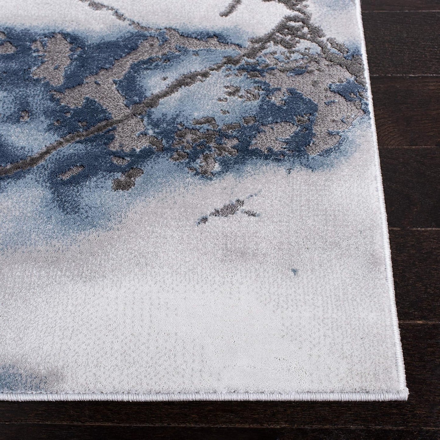 Craft Collection Area Rug - 5'3" Square, Grey & Blue, Modern Abstract Design, Non-Shedding & Easy Care, Ideal for High Traffic Areas in Living Room, Bedroom (CFT877L)