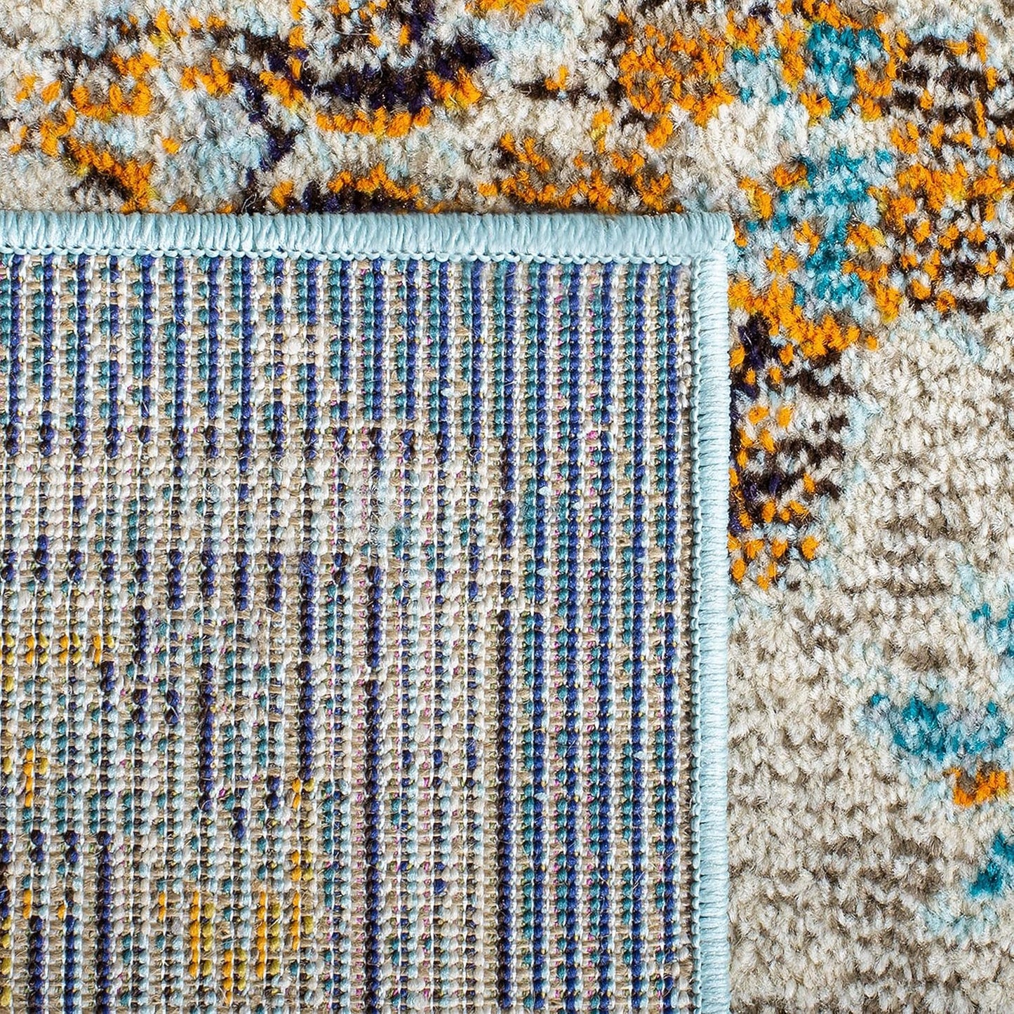 Area Rug 8X10 - Madison Collection - Large - Blue & Light Blue, Boho Chic Medallion Distressed Design, Non-Shedding & Easy Cleaning, Ideal for Living Room, Bedroom, Dining Space (MAD473M)