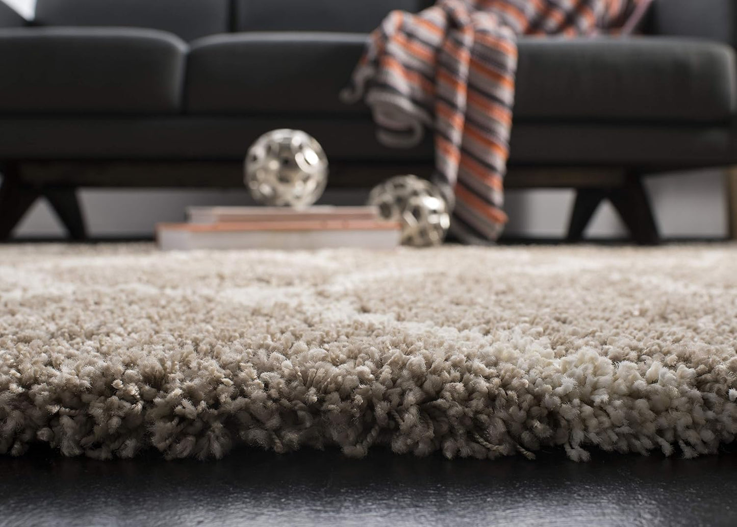 Hudson Shag Collection Runner Rug - 2'3" X 10', Beige & Ivory, Trellis Design, Non-Shedding & Easy Care, 2-Inch Thick Ideal for High Traffic Areas in Living Room, Bedroom (SGH280S)