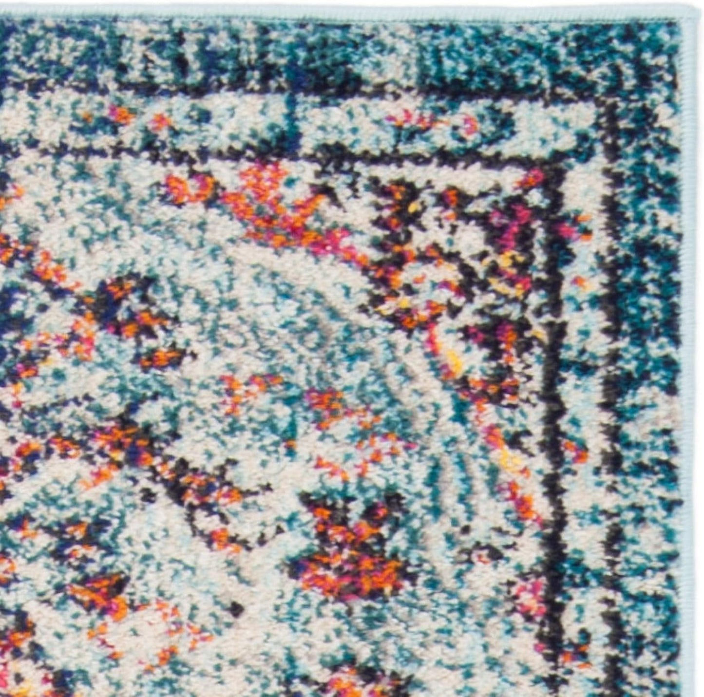 Madison Collection Runner Rug - 2'2" X 10', Navy & Light Blue, Boho Chic Medallion Distressed Design, Non-Shedding & Easy Care, Ideal for High Traffic Areas in Living Room, Bedroom (MAD447K)