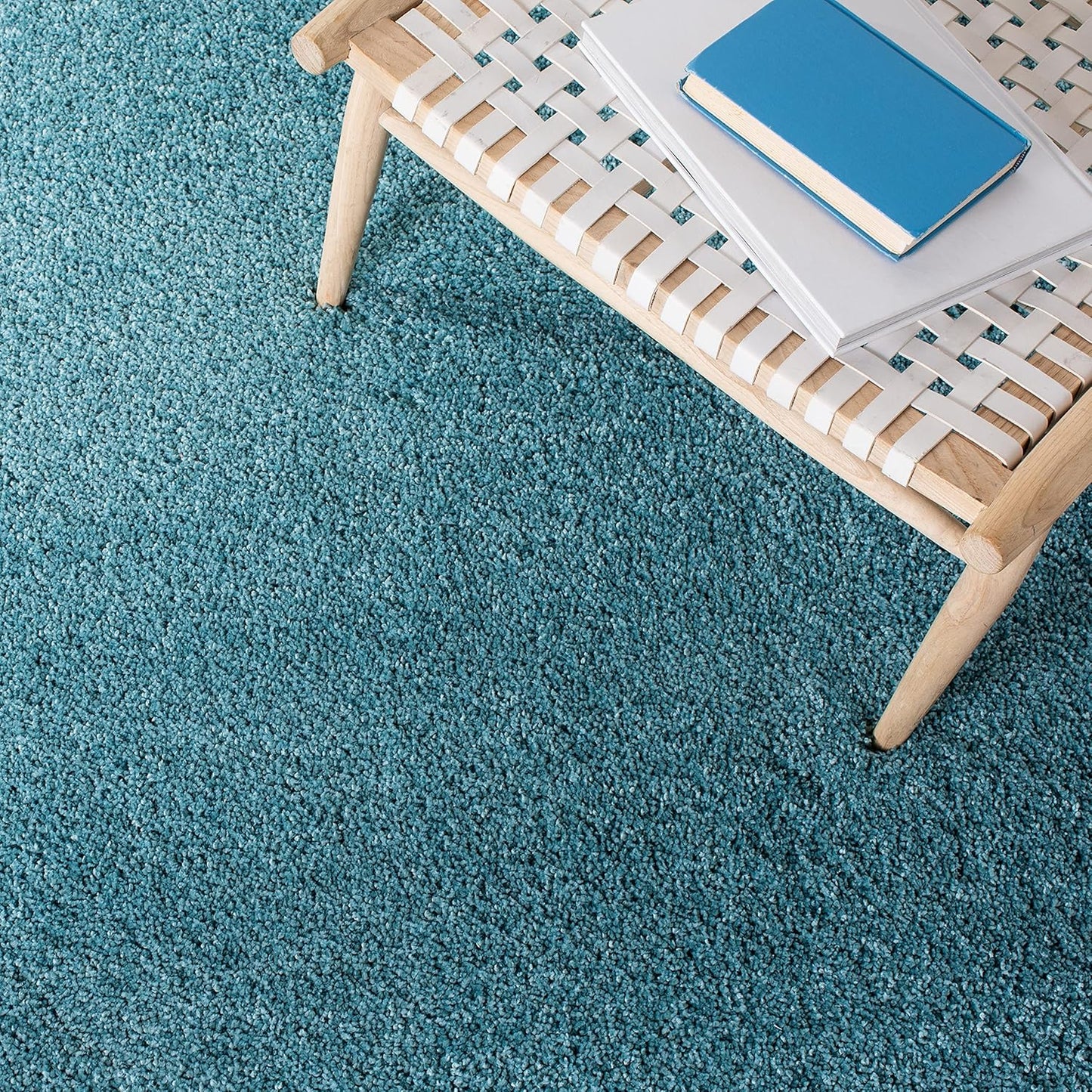 Milan Shag Collection Area Rug - 6' X 9', Aqua Blue, Solid Design, Non-Shedding & Easy Care, 2-Inch Thick Ideal for High Traffic Areas in Living Room, Bedroom (SG180-6060)
