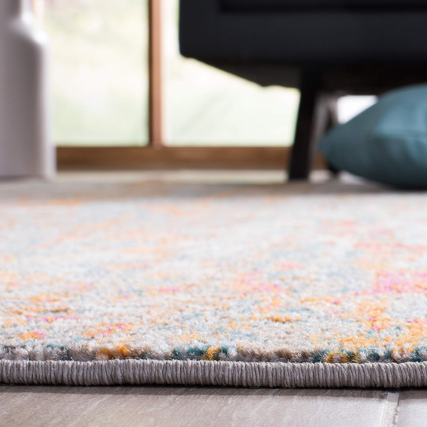 Madison Collection Accent Rug - 4' X 6', Grey & Orange, Modern Abstract Design, Non-Shedding & Easy Care, Ideal for High Traffic Areas in Entryway, Living Room, Bedroom (MAD460F)