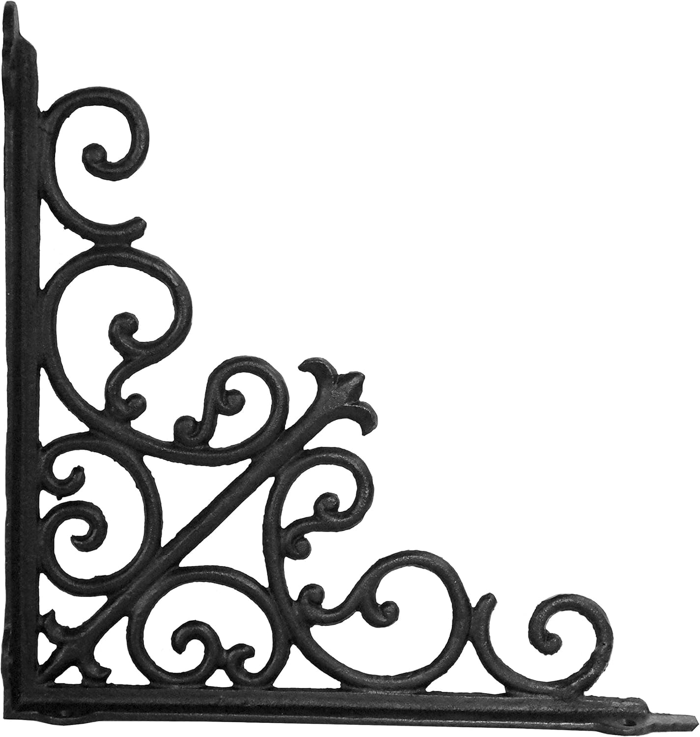Decorative Shelf Brackets, 1 Pack of 15 X 2 X 15 Inch, Black Cast Iron Wall Shelf Brackets - Decorative Bookshelf Brackets - Victorian Style Shelf Bracket