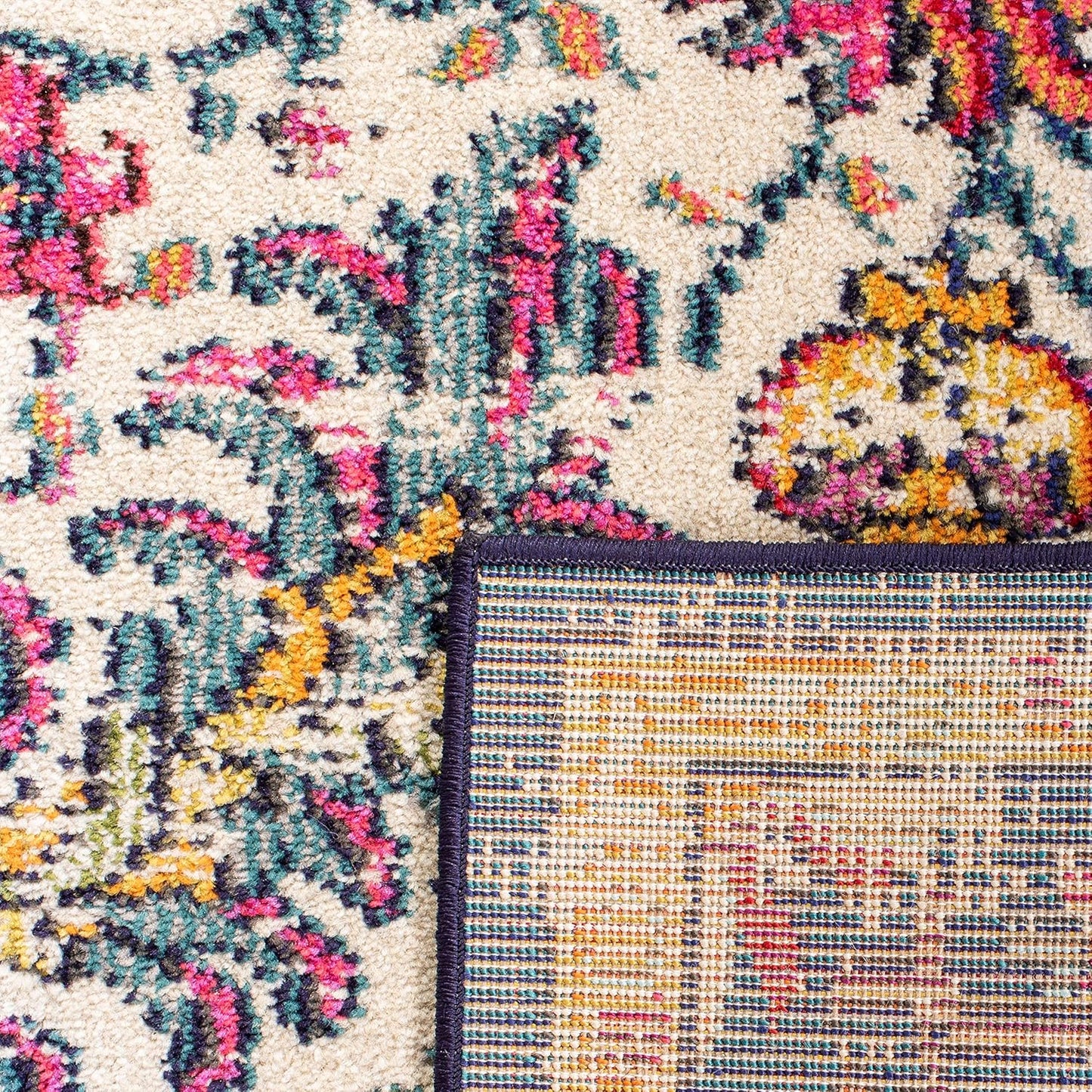 Madison Collection Runner Rug - 2' X 8', Ivory & Orange, Boho Chic Medallion Distressed Design, Non-Shedding & Easy Care, Ideal for High Traffic Areas in Living Room, Bedroom (MAD447A)