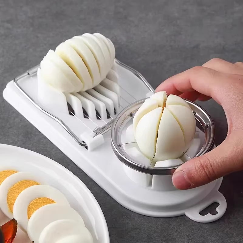 Multifunctional PP Base Egg Cutter 2-In-1 Stainless Steel Wire Pull Egg Cutter for Hanging High-Quality Kitchen Accessory Tools