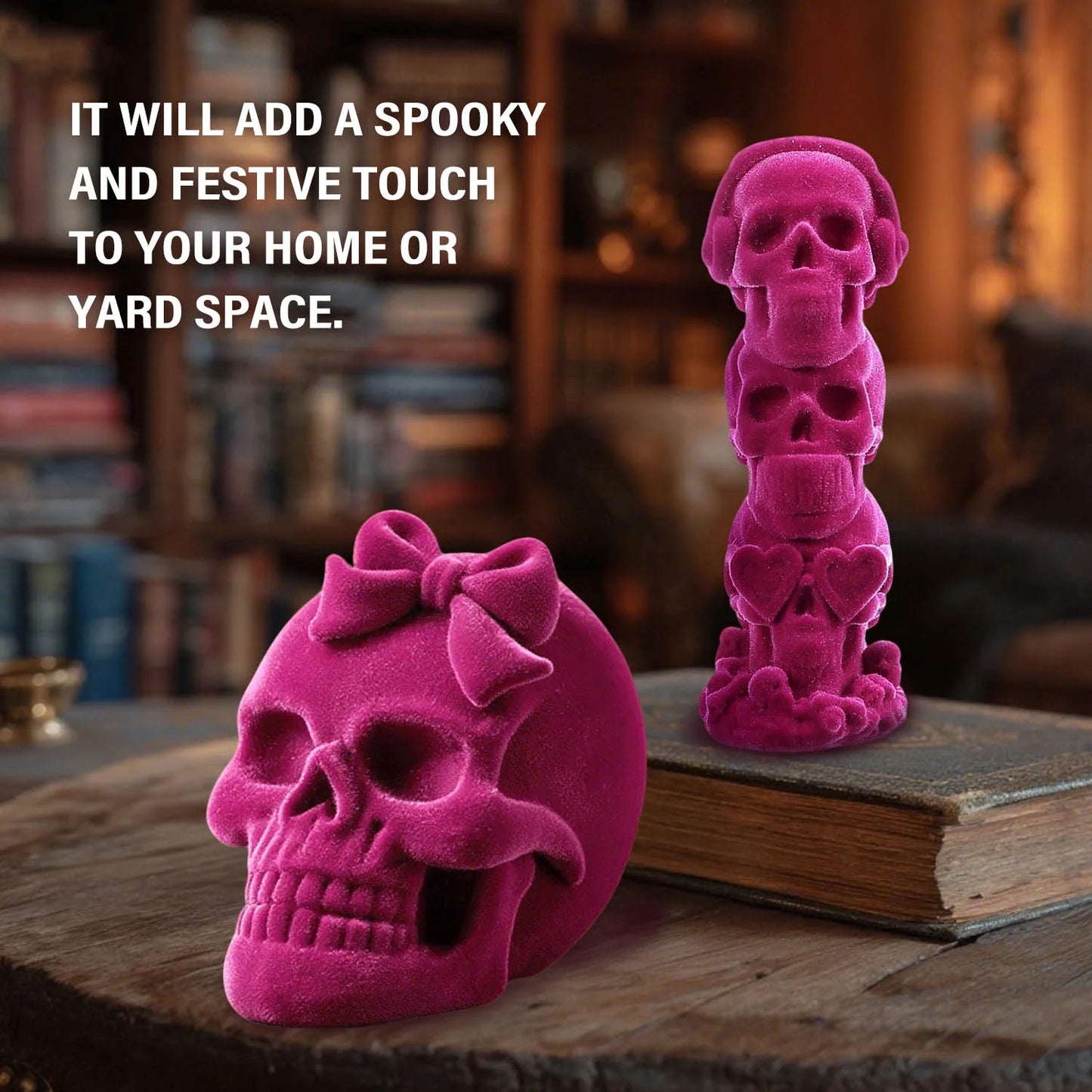 Halloween Decoration Indoor, Pink Halloween Decor, Halloween Skulls for Gothic Decor, Halloween Prop , 2Pcs