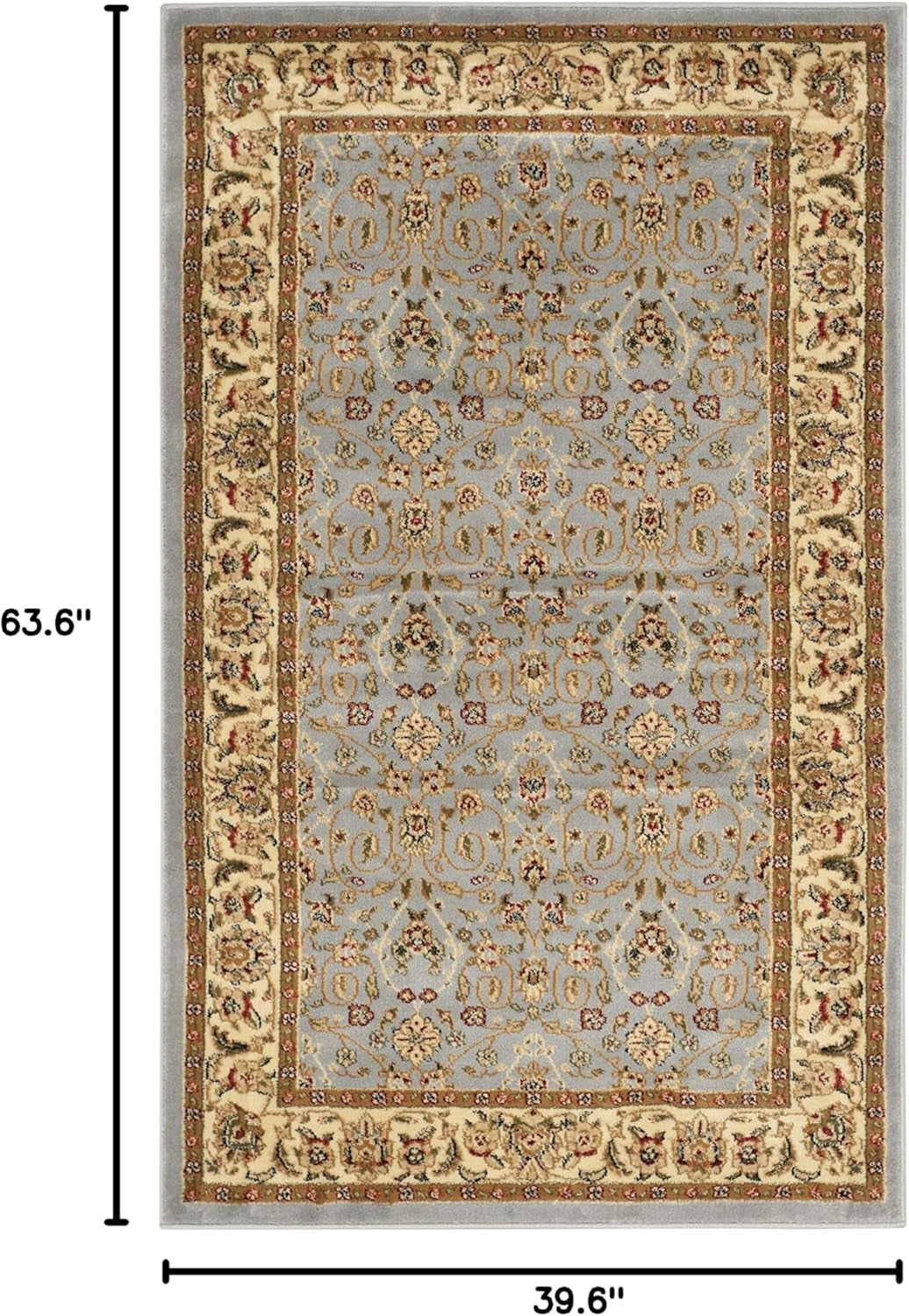 Lyndhurst Collection Accent Rug - 3'3" X 5'3", Light Blue & Ivory, Oriental Design, Non-Shedding & Easy Care, Ideal for High Traffic Areas in Entryway, Living Room, Bedroom (LNH312B)