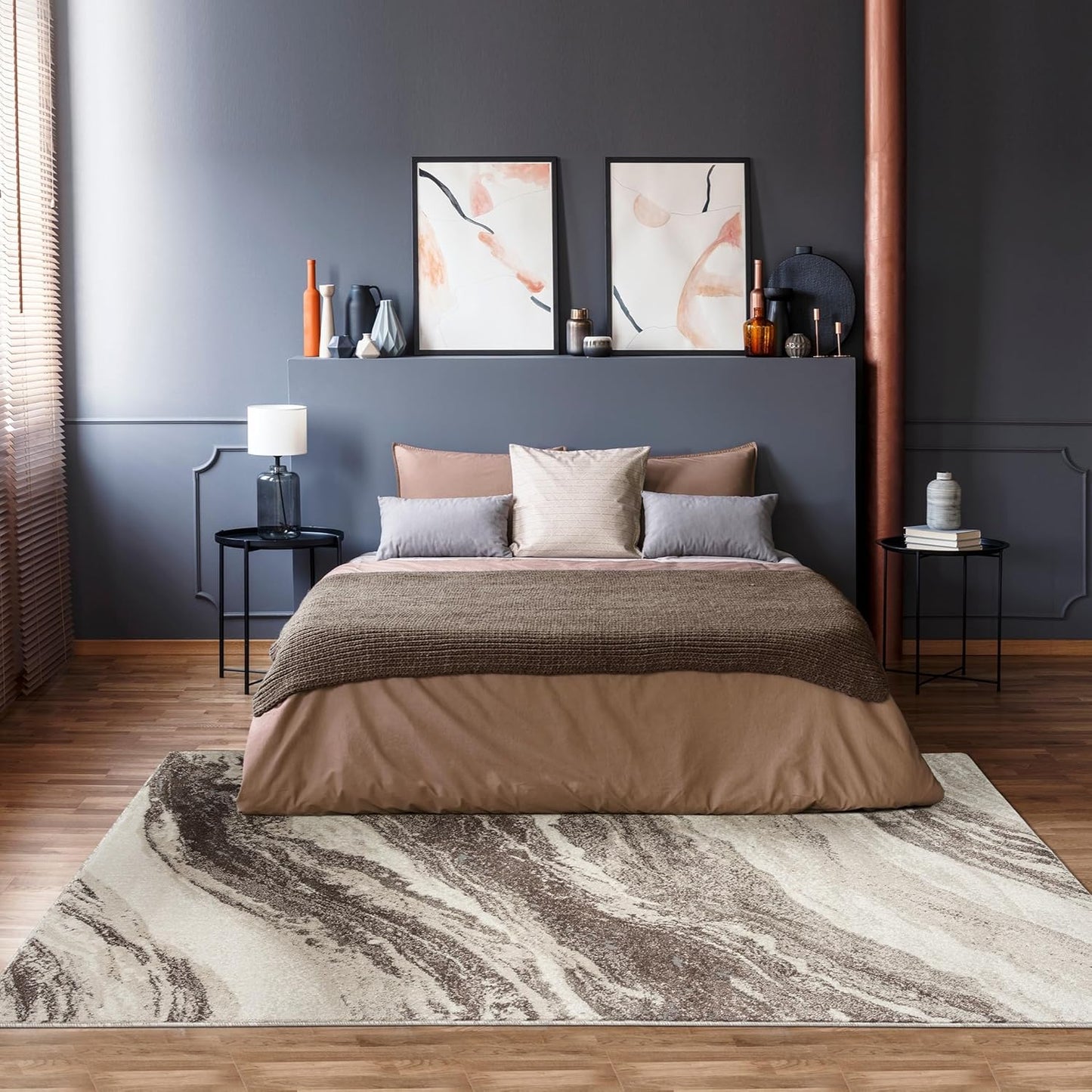 Lagos Collection 7983 Brown 8X10 Art Deco Geometric Area Rug