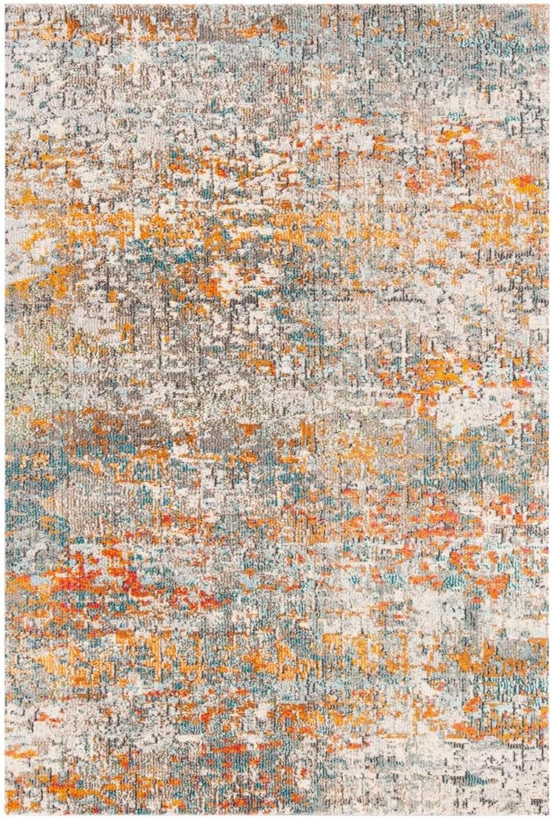 Madison Collection Accent Rug - 4' X 6', Grey & Orange, Modern Abstract Design, Non-Shedding & Easy Care, Ideal for High Traffic Areas in Entryway, Living Room, Bedroom (MAD460F)