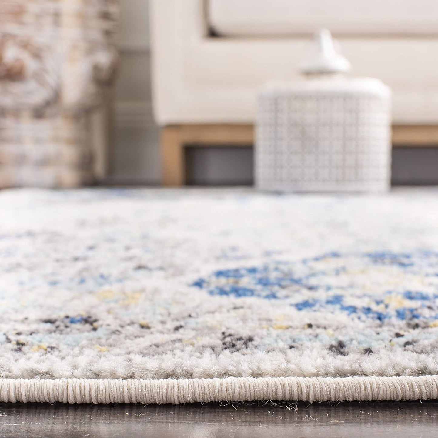 Madison Collection Runner Rug - 2'3" X 18', Ivory & Aqua, Boho Chic Distressed Design, Non-Shedding & Easy Care, Ideal for High Traffic Areas in Living Room, Bedroom (MAD611A)