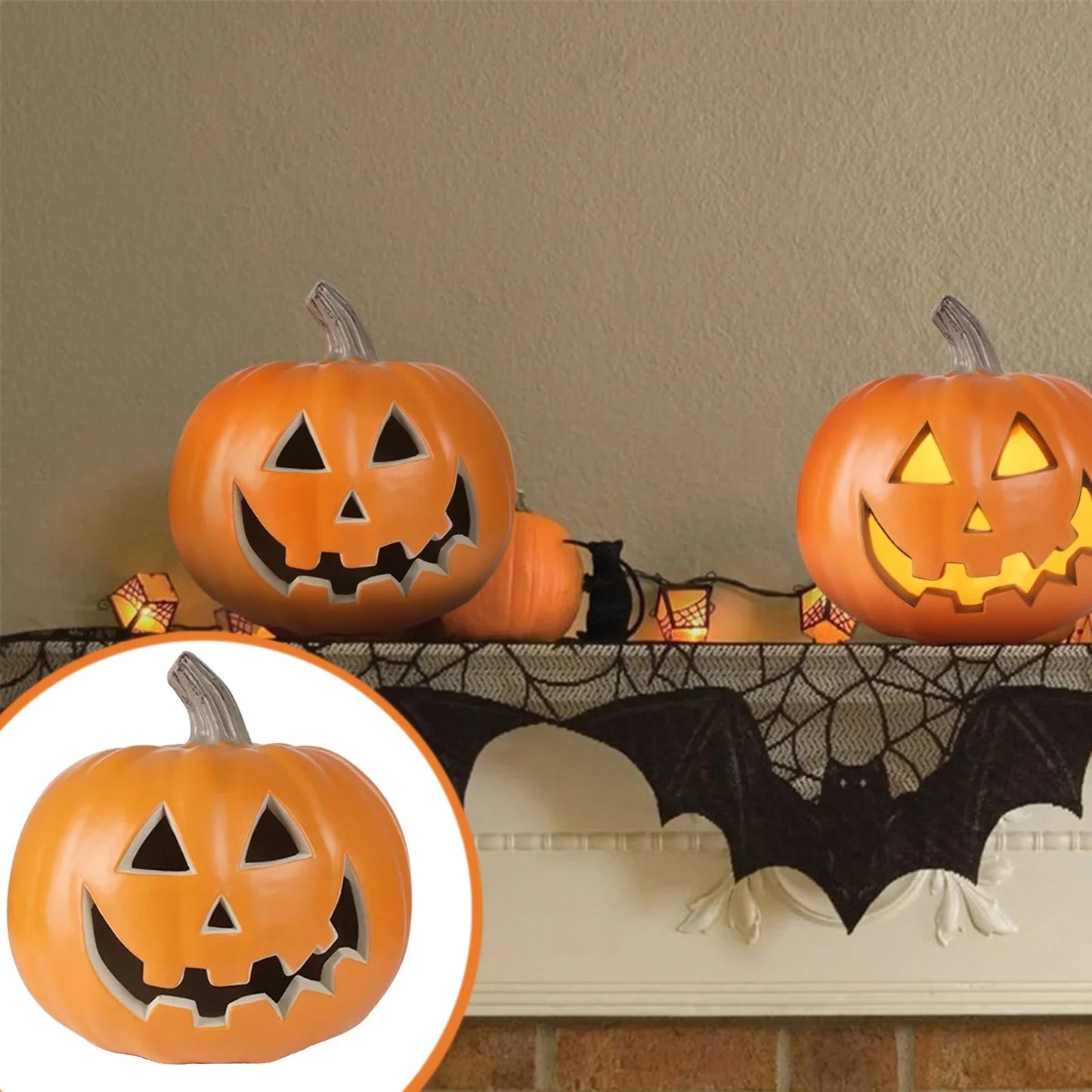 Jack O Lantern Pumpkins Halloween Light up Pumpkin Outdoor Indoor Battery Operated Lighted Pumpkin with Spooky Face Halloween Pumpkin Decorations Party Favor Gifts