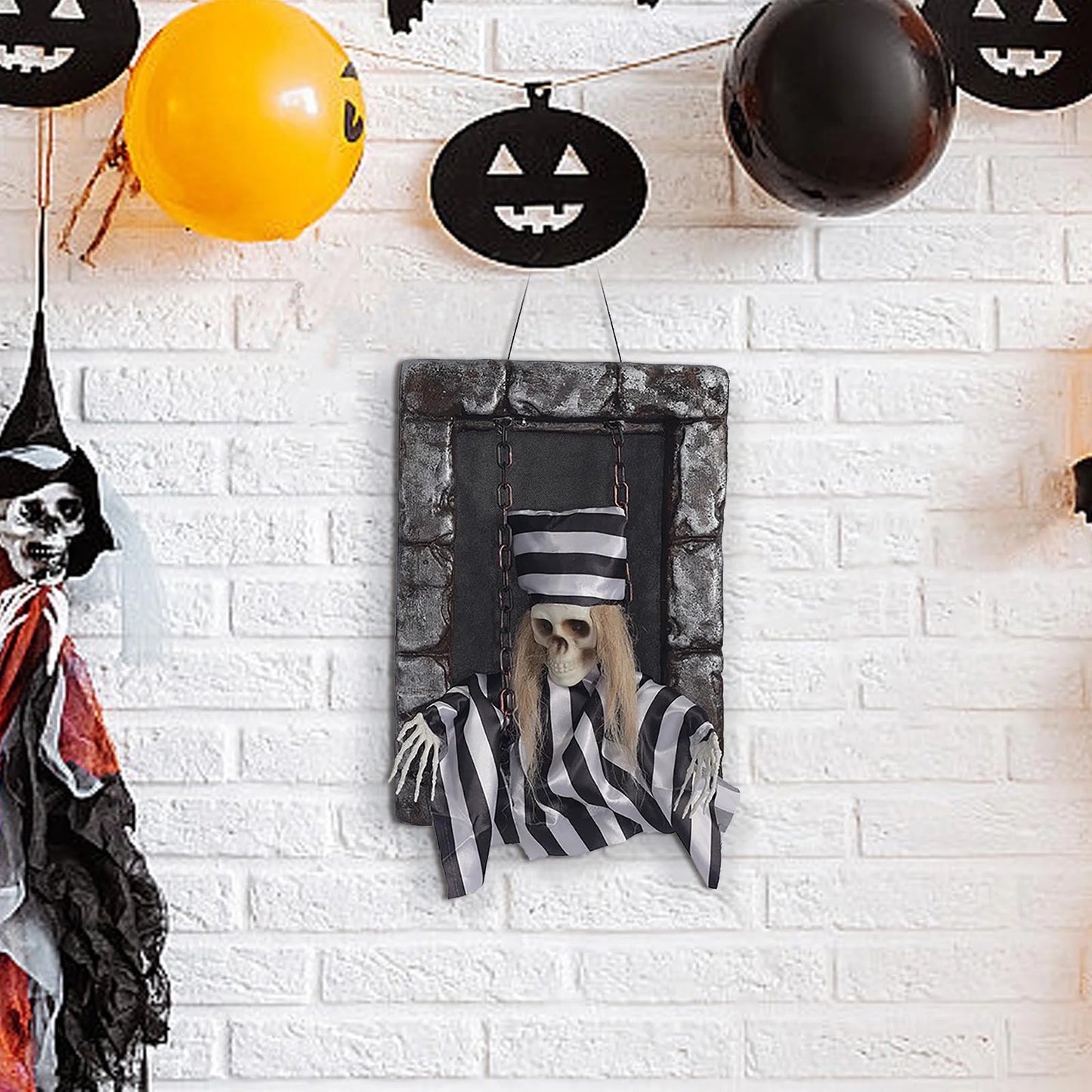 Halloween Ornaments Halloween Tombstone Decoration - Motion-Activated Glowing Screaming Hanging Ornament for Spooky Decorations Creepy Props