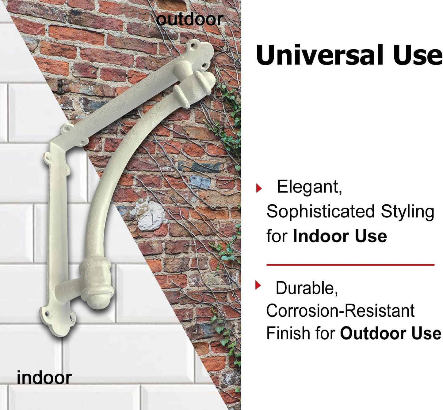 Decorative Shelf Brackets, 2 Pack of 9.6 X 1.7 X 9.6 Inch White Cast Iron Shelf Brackets - Decorative Brackets White - Half round Style Brackets