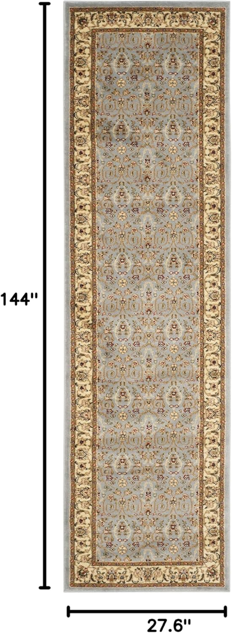 Lyndhurst Collection Runner Rug - 2'3" X 12', Light Blue & Ivory, Traditional Oriental Design, Non-Shedding & Easy Care, Ideal for High Traffic Areas in Living Room, Bedroom (LNH312B)